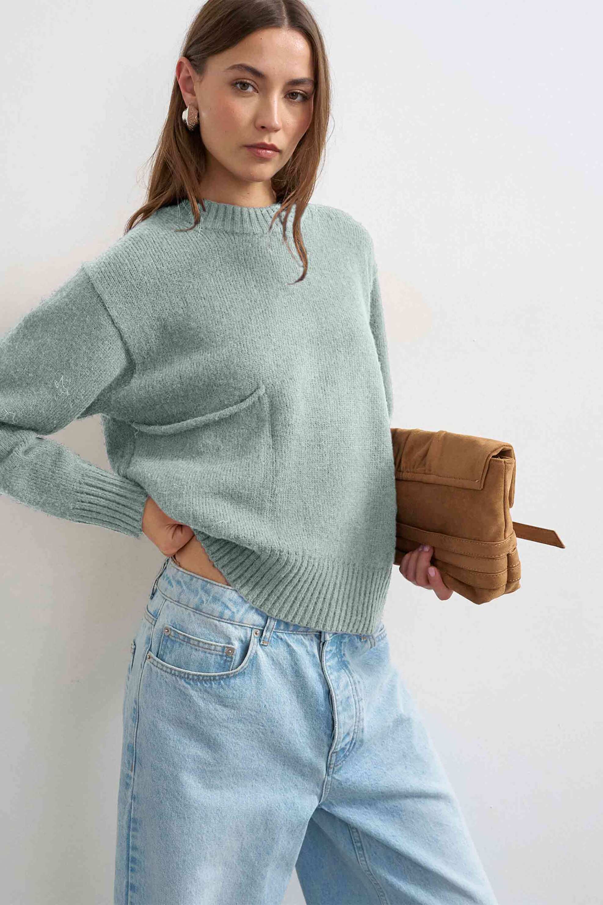 Topshop γυναικείο πουλόβερ με τσέπη 