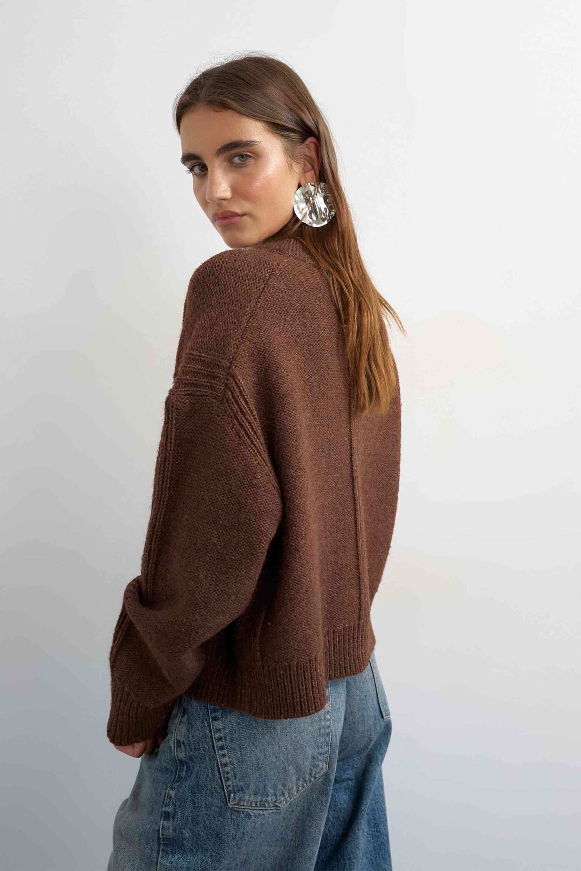 TOPSHOP Topshop γυναικεία πλεκτή ζακέτα " Flora" - 31001413 Καφέ - 3