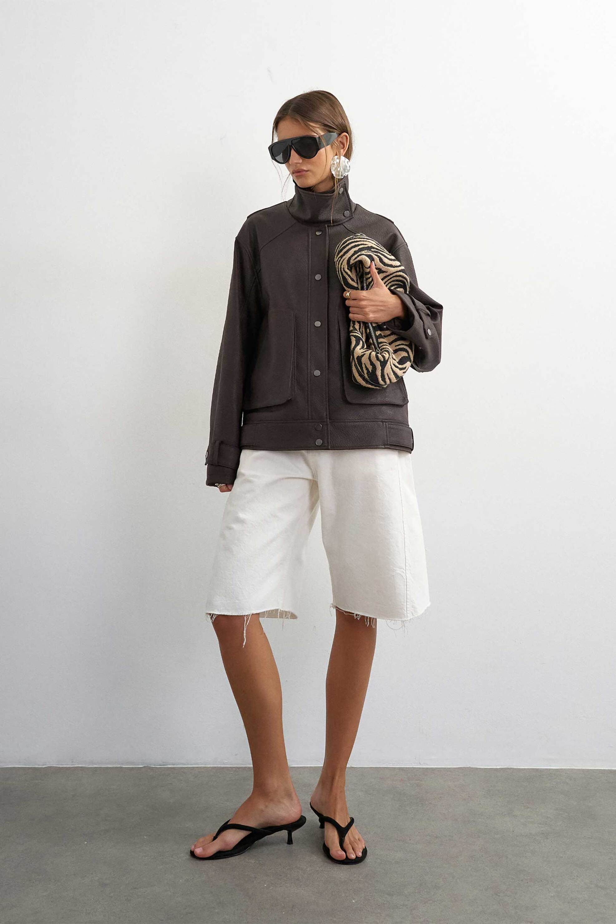 TOPSHOP Topshop γυναικείο jacket faux δέρμα "Timmi" - 31001471 Καφέ - 3