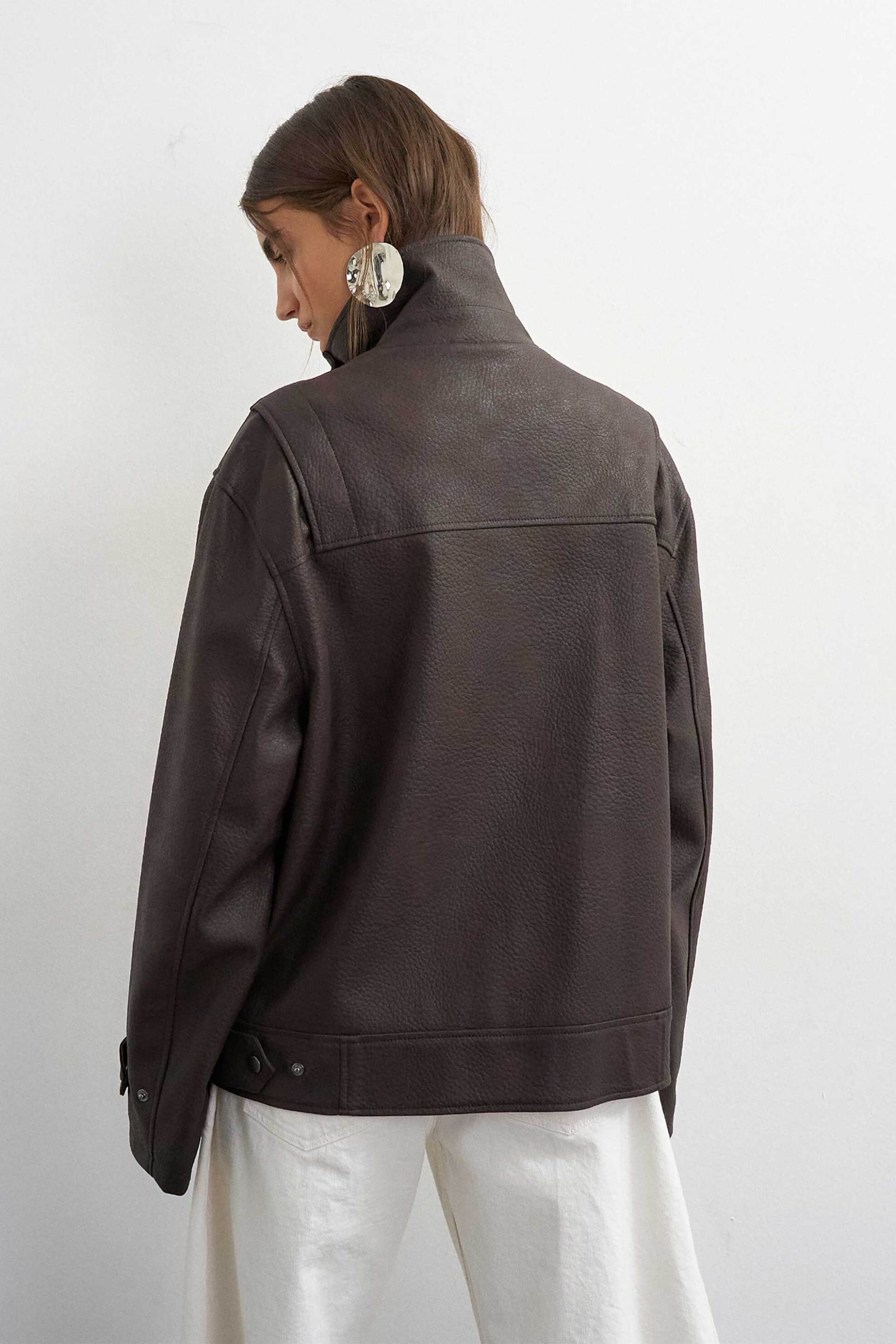 TOPSHOP Topshop γυναικείο jacket faux δέρμα "Timmi" - 31001471 Καφέ - 4