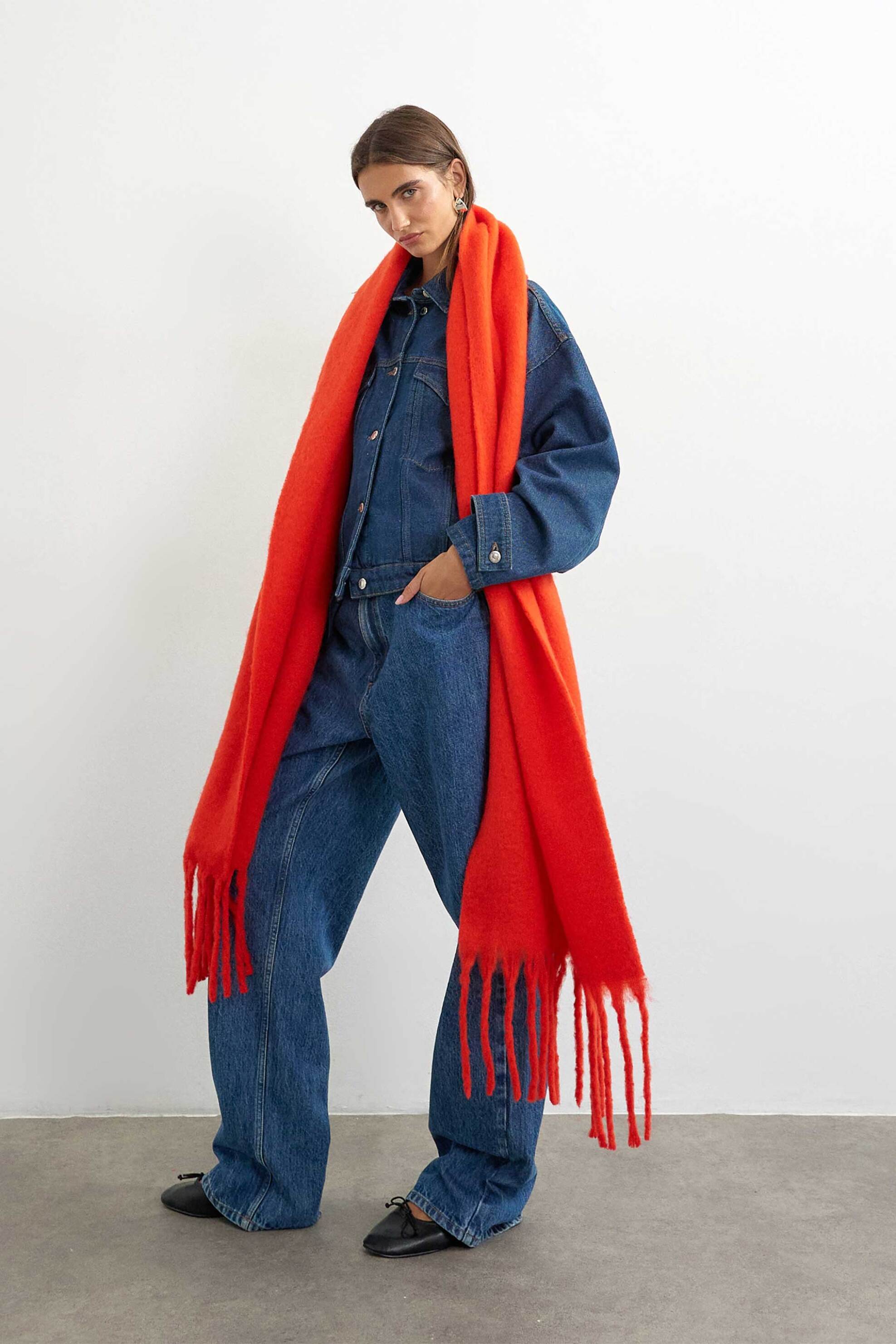 Topshop γυναικείο κασκόλ με κρόσια 