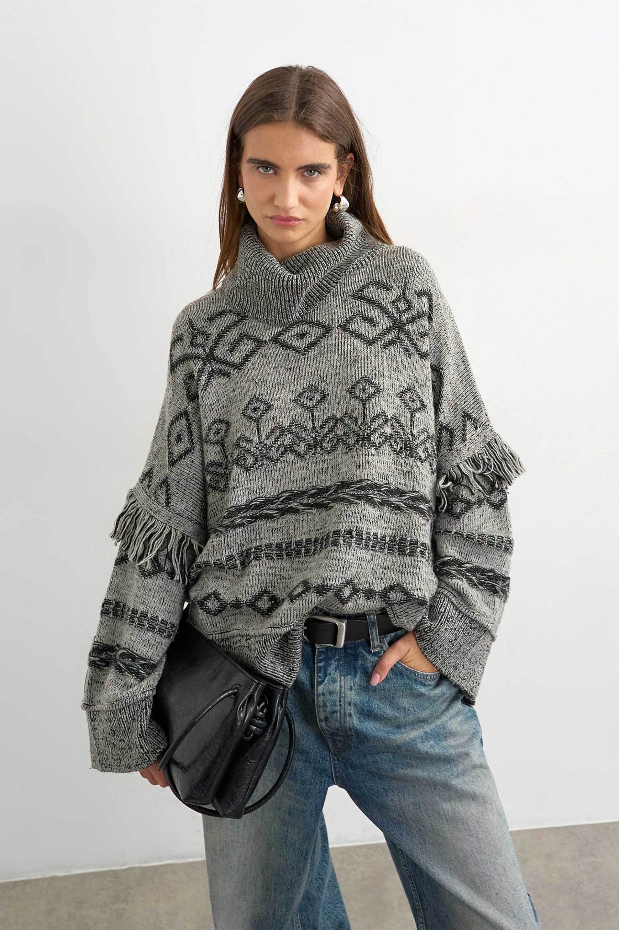 Topshop γυναικείο πουλόβερ με κρόσια 