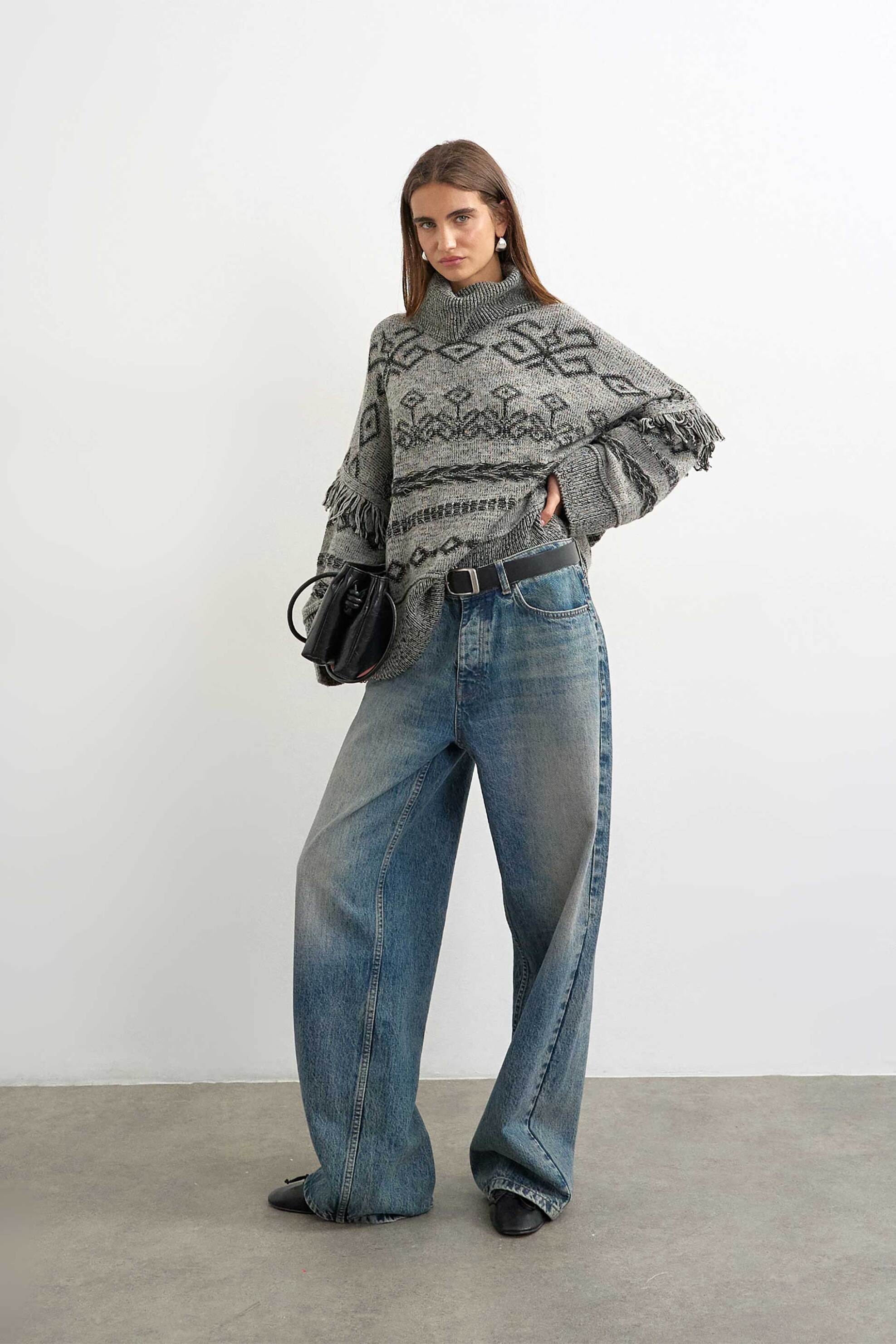 Topshop γυναικείο πουλόβερ με κρόσια 