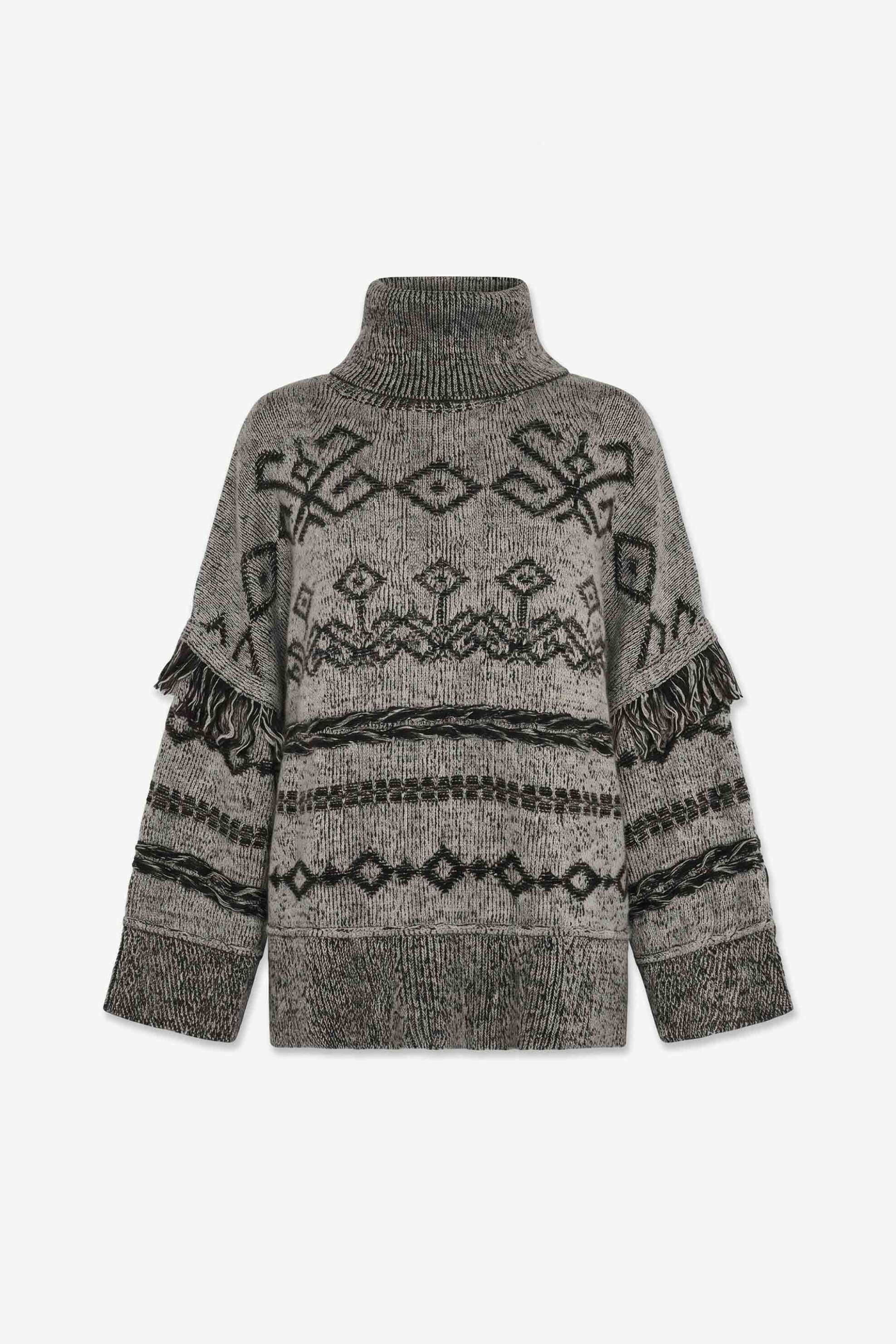 TOPSHOP Topshop γυναικείο πουλόβερ με κρόσια "Fenya" - 31001406 Γκρι - 4