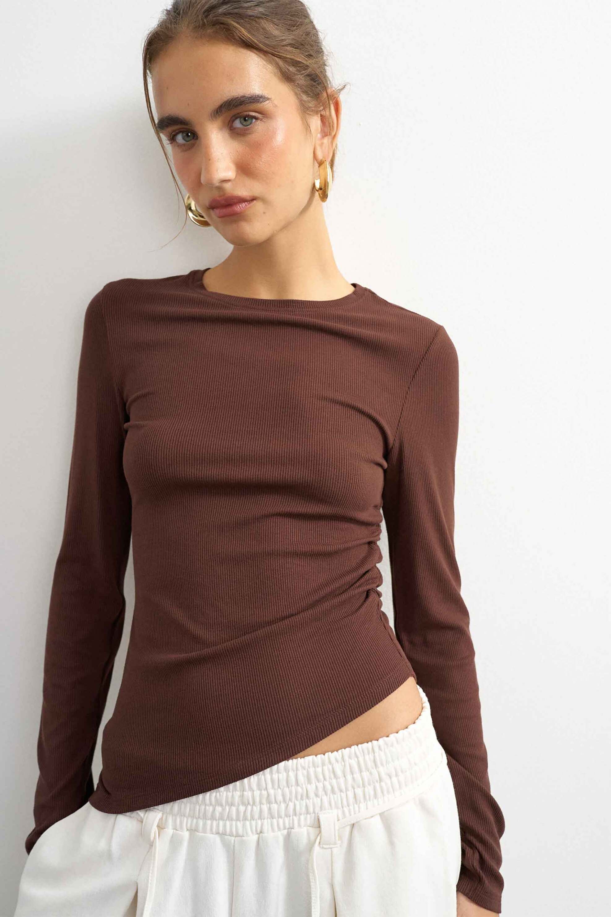Topshop γυναικεία μπλούζα με ασύμμετρο κάτω μέρος 