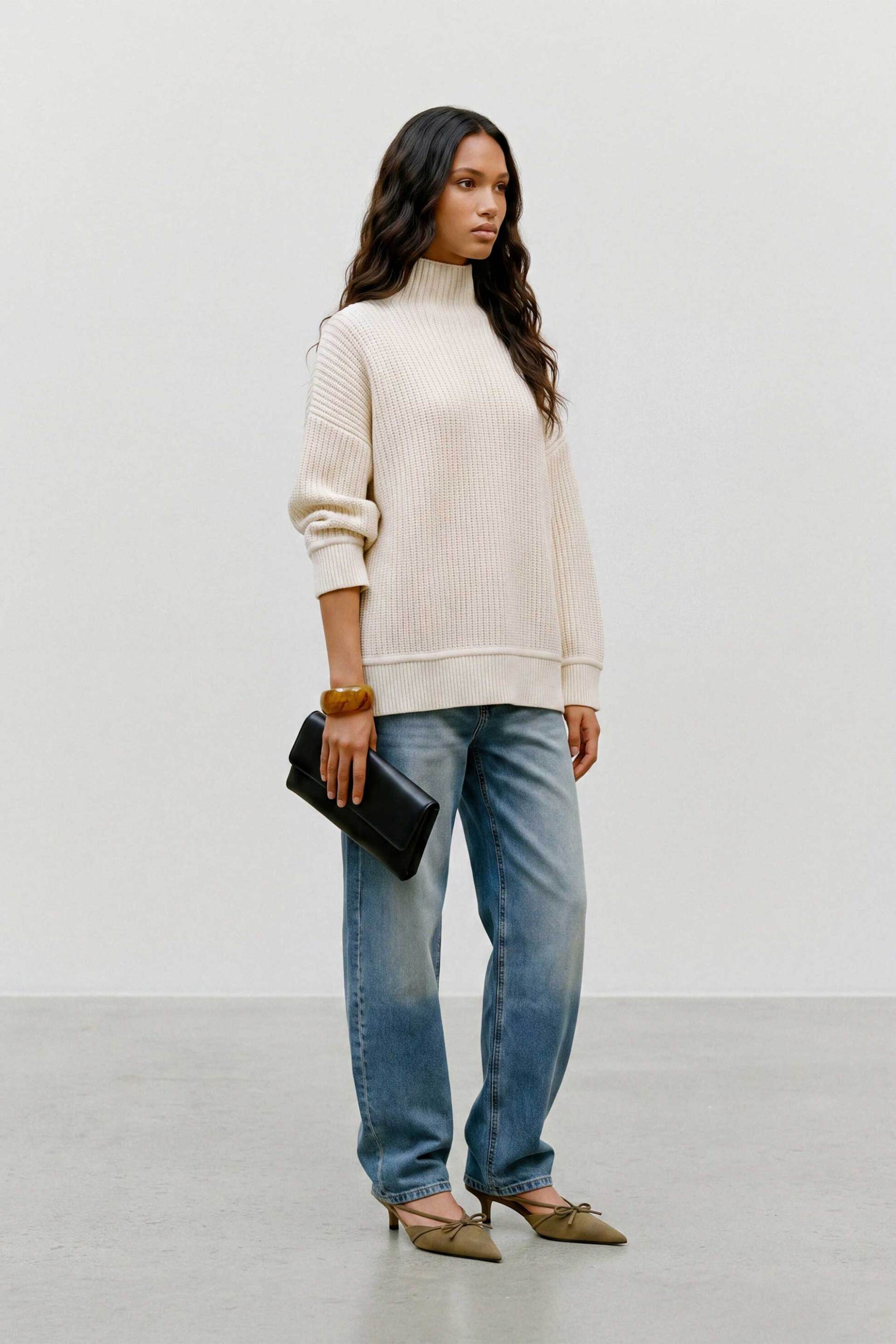 TOPSHOP Topshop γυναικείο πουλόβερ με ζιβάγκο "Rosa" - 31001646 Εκρού - 3