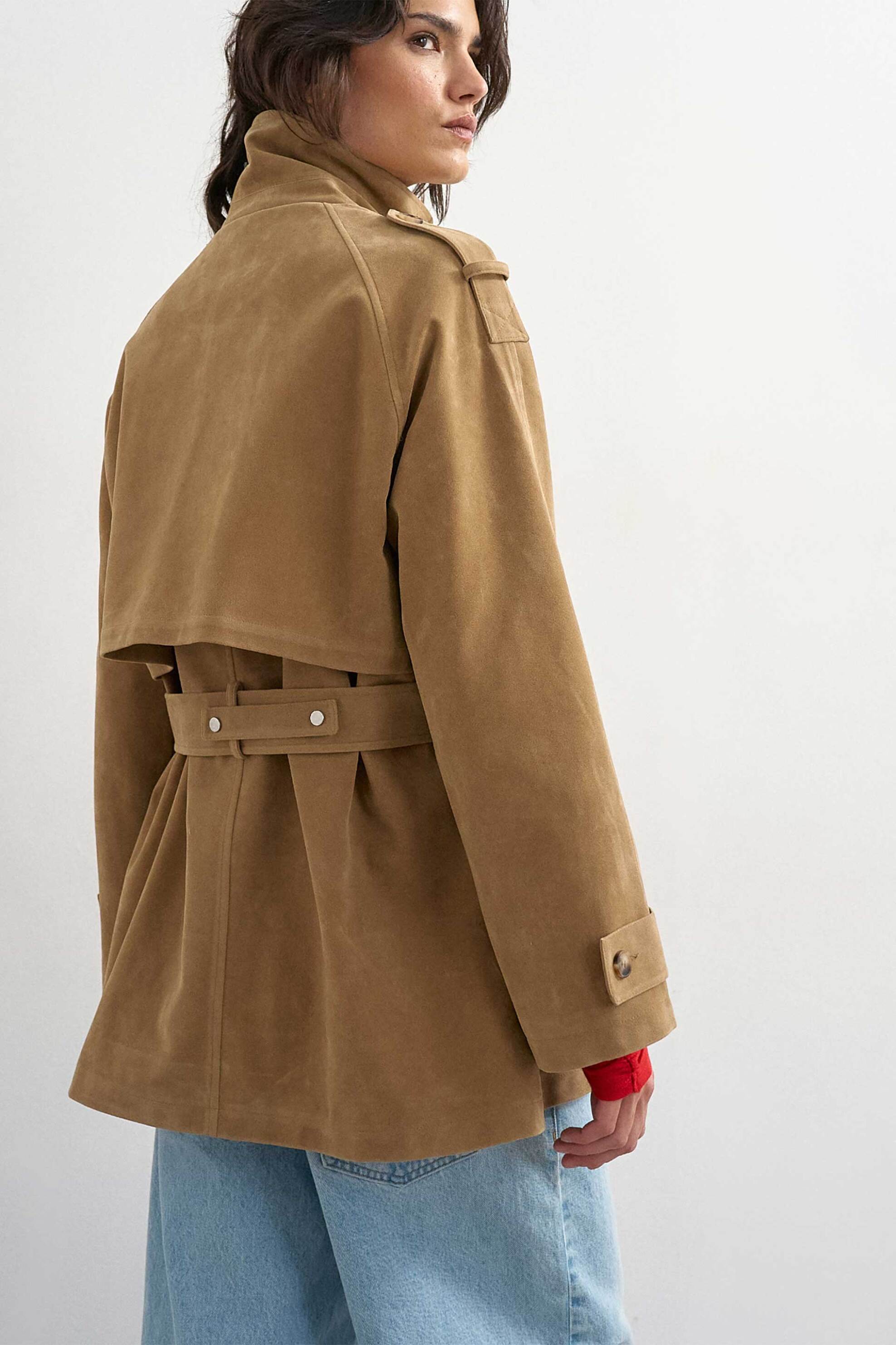 TOPSHOP Topshop γυναικεία κοντή καπαρτίνα "Sanne" - 31001655 Μπεζ - 4