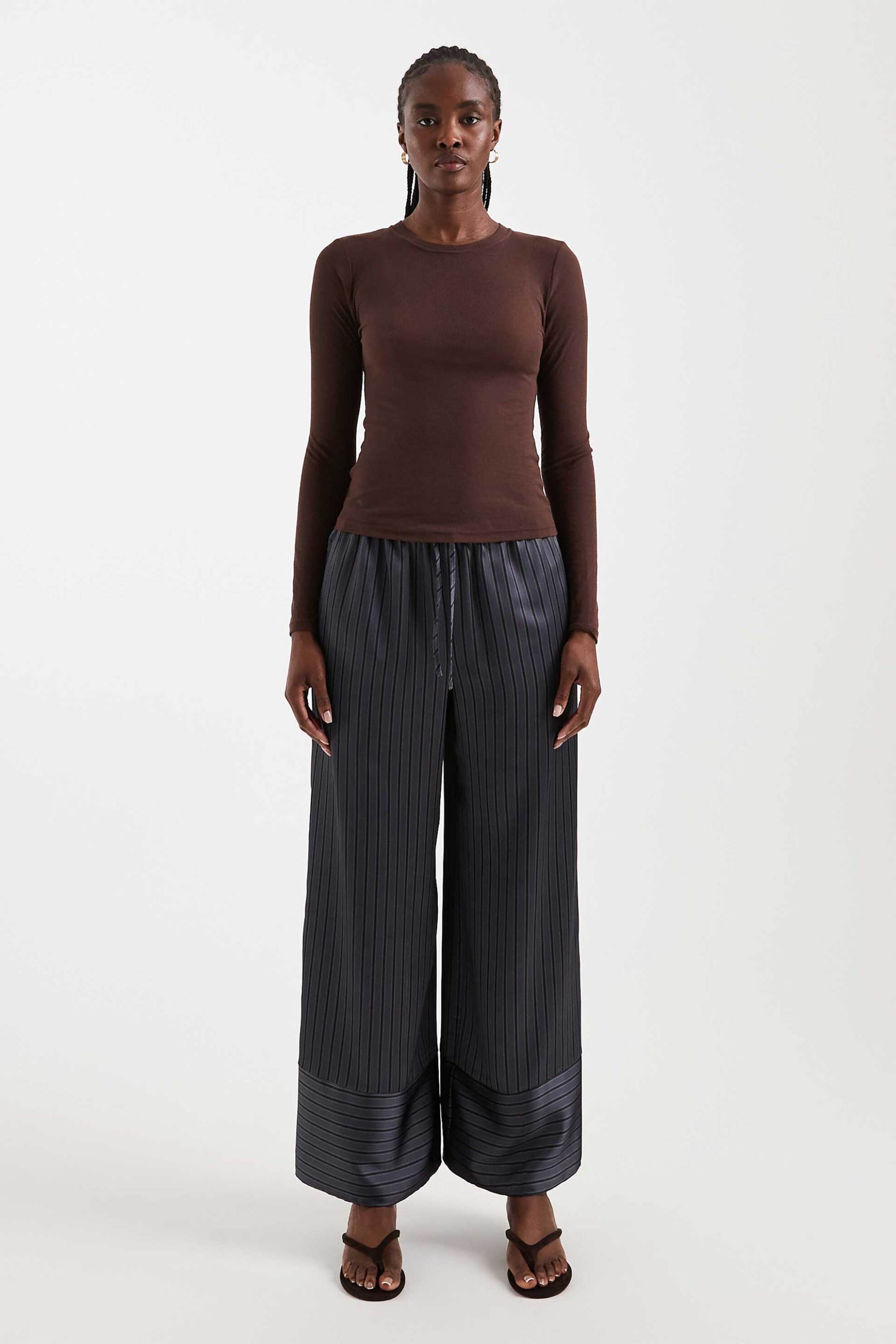 Topshop γυναικείο παντελόνι σατέν με ρίγα 