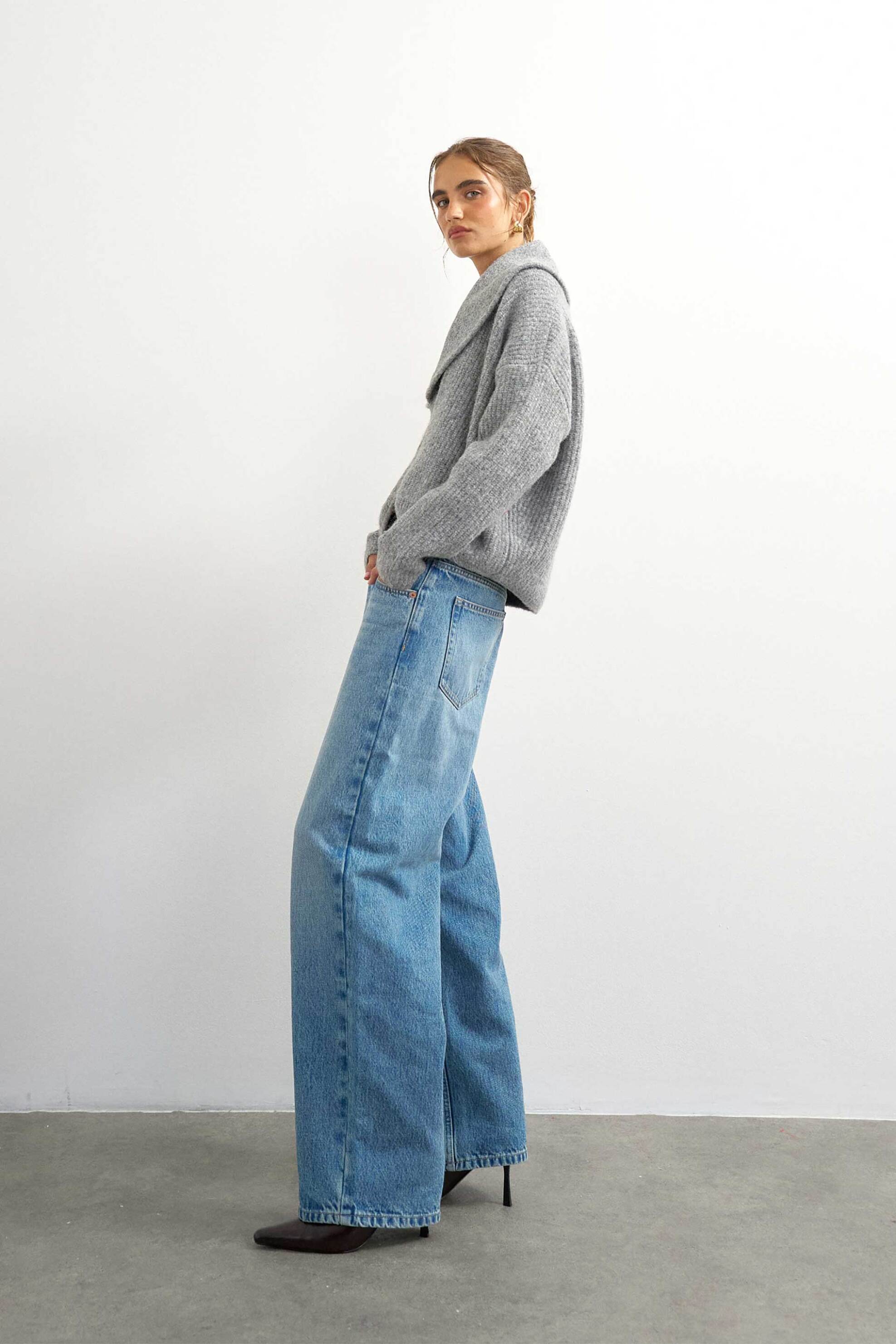 TOPSHOP Topshop γυναικεία πλεκτή ζακέτα "Fillipa" - 31001405 Γκρι - 3