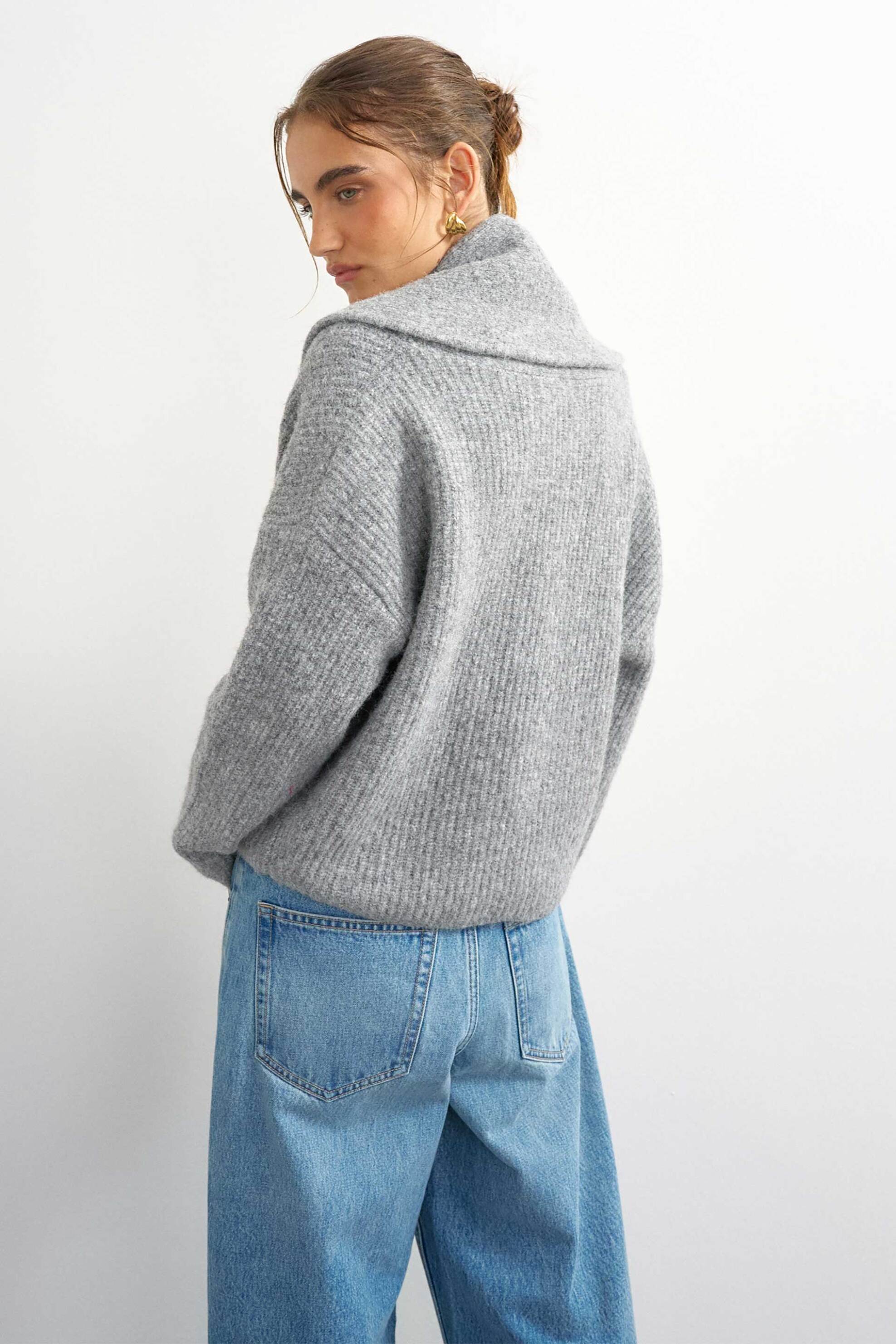 TOPSHOP Topshop γυναικεία πλεκτή ζακέτα "Fillipa" - 31001405 Γκρι - 4