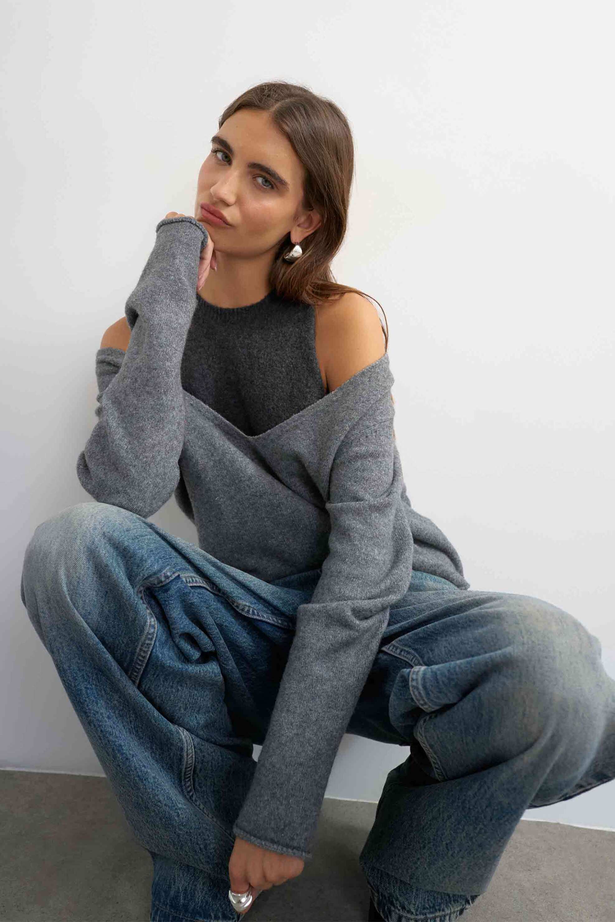Topshop γυναικεία πλεκτή μπλούζα 3/4 