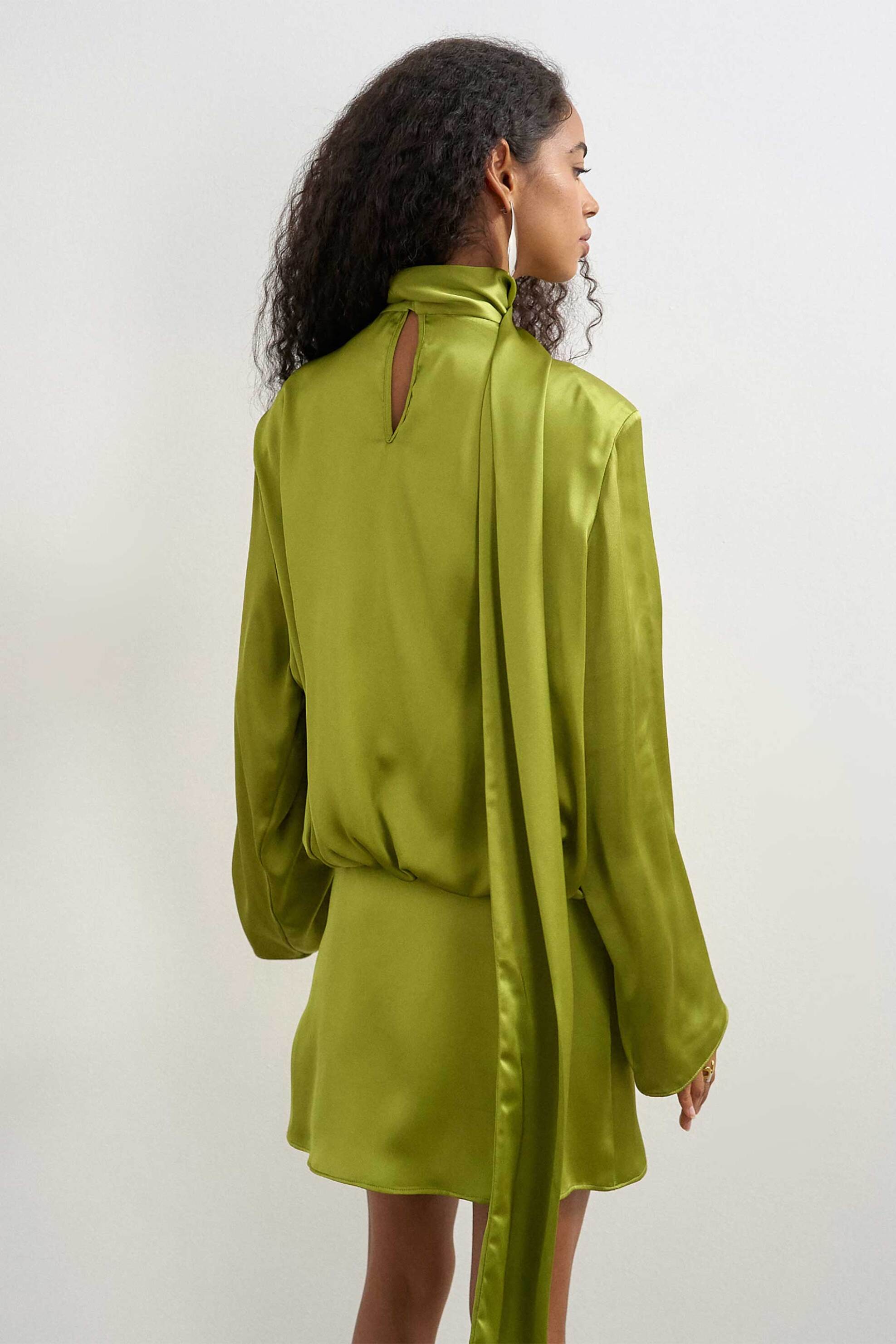TOPSHOP Topshop γυναικείο mini φόρεμα σατέν "Ceren" - 31002187 Πράσινο - 4