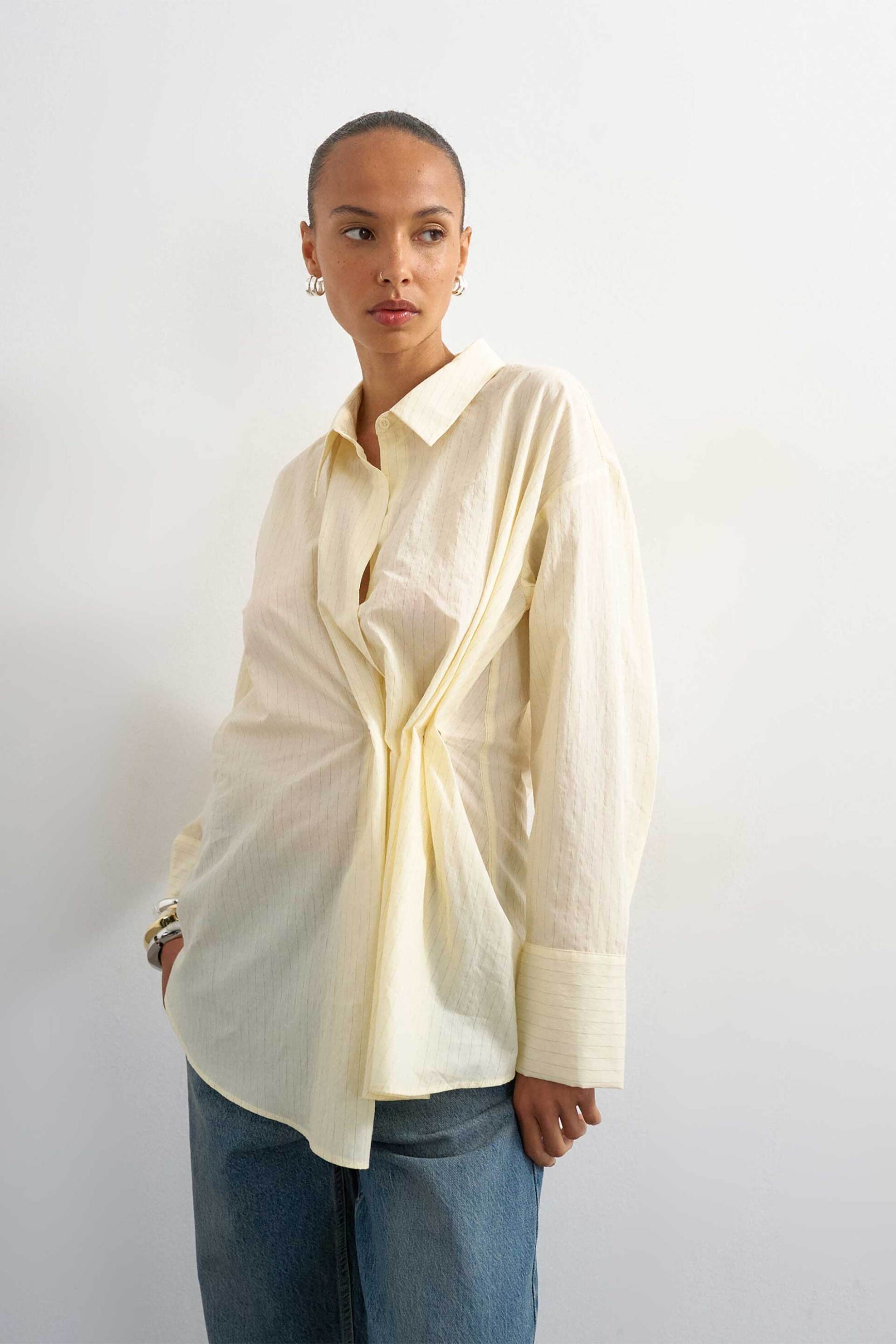 TOPSHOP Topshop γυναικείο πουκάμισο με πιέτες "Elisa" - 31001391 Κίτρινο