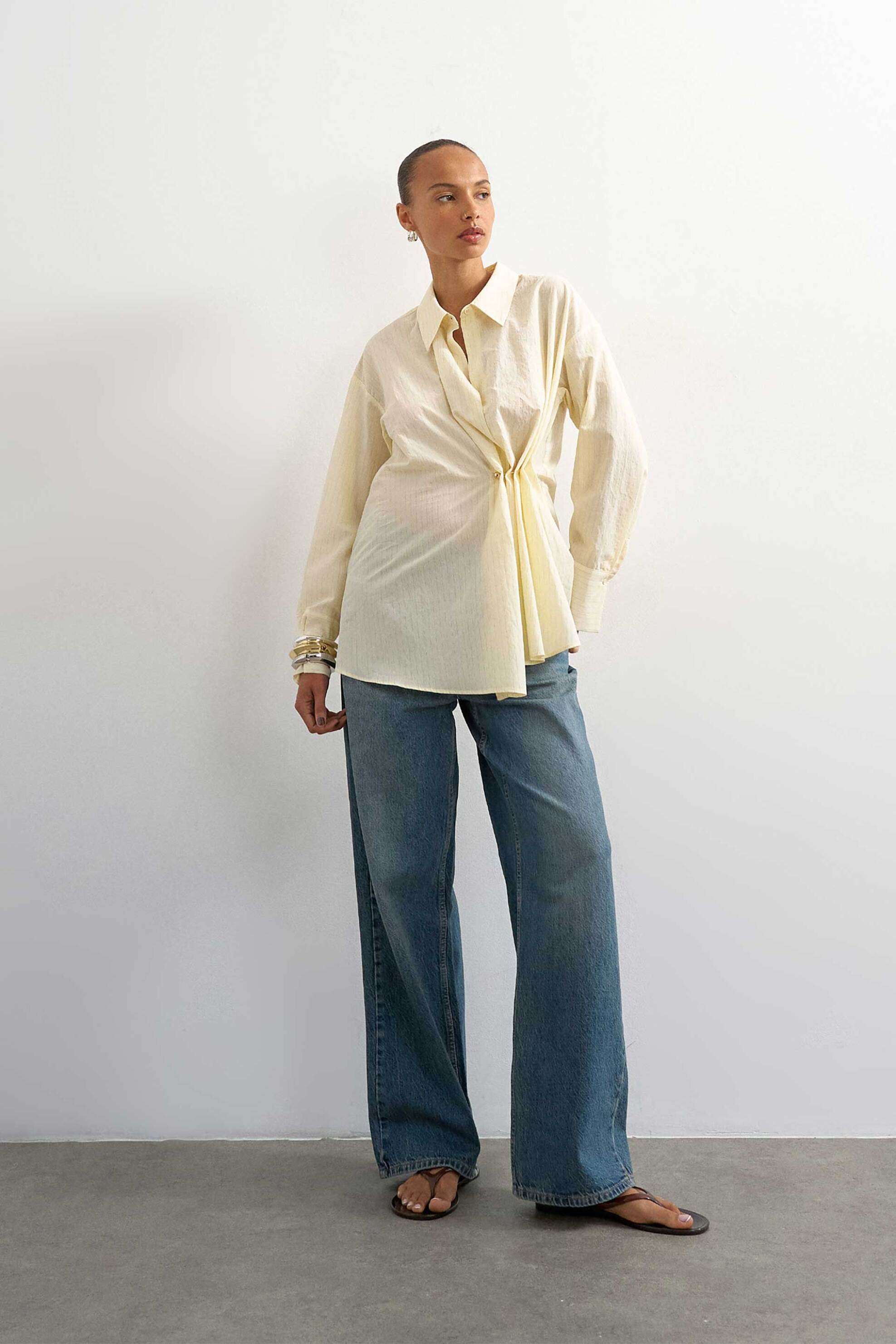 TOPSHOP Topshop γυναικείο πουκάμισο με πιέτες "Elisa" - 31001391 Κίτρινο - 3