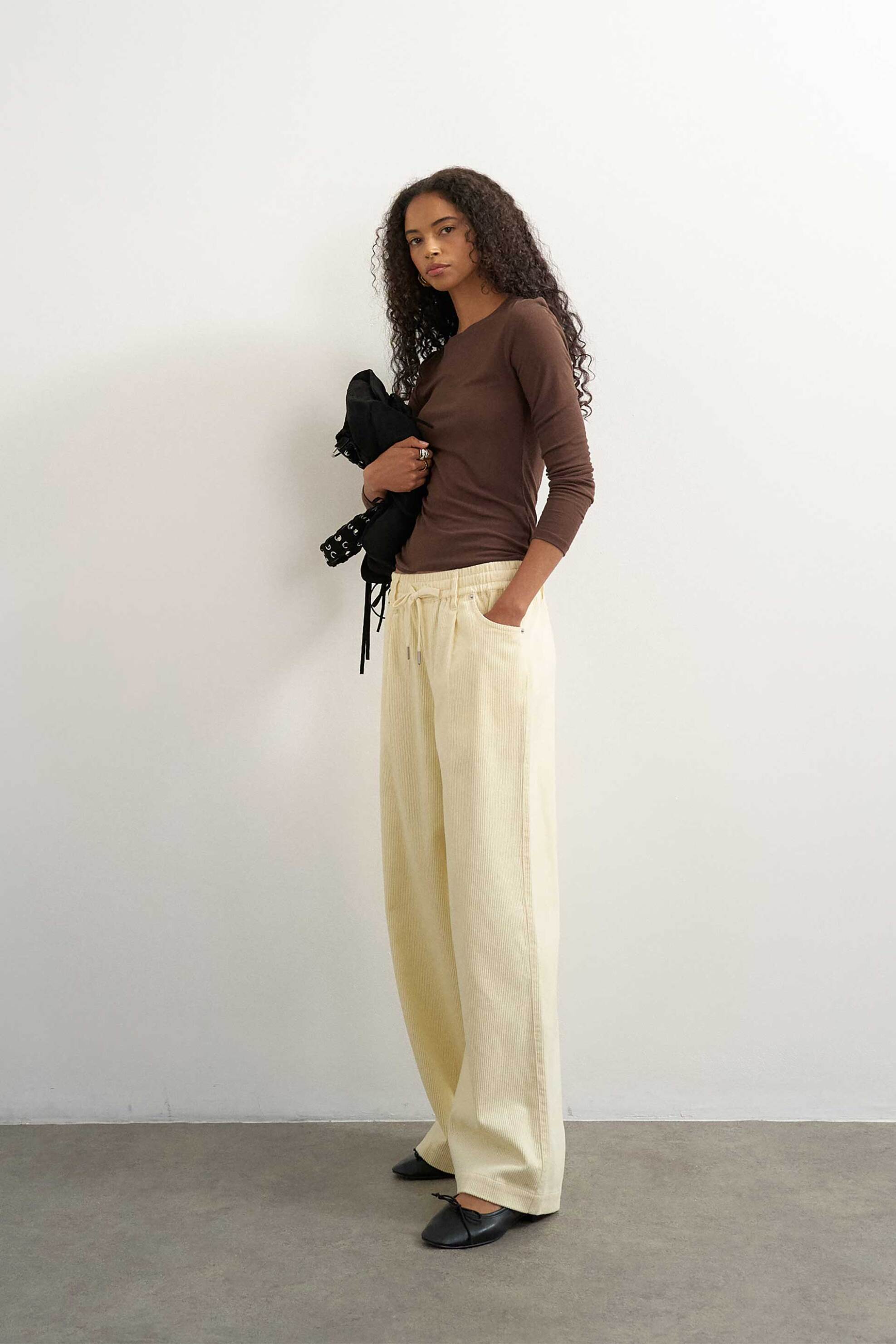TOPSHOP Topshop γυναικείο παντελόνι κοτλέ Wide Leg "Elvira" - 31001397 Εκρού - 3