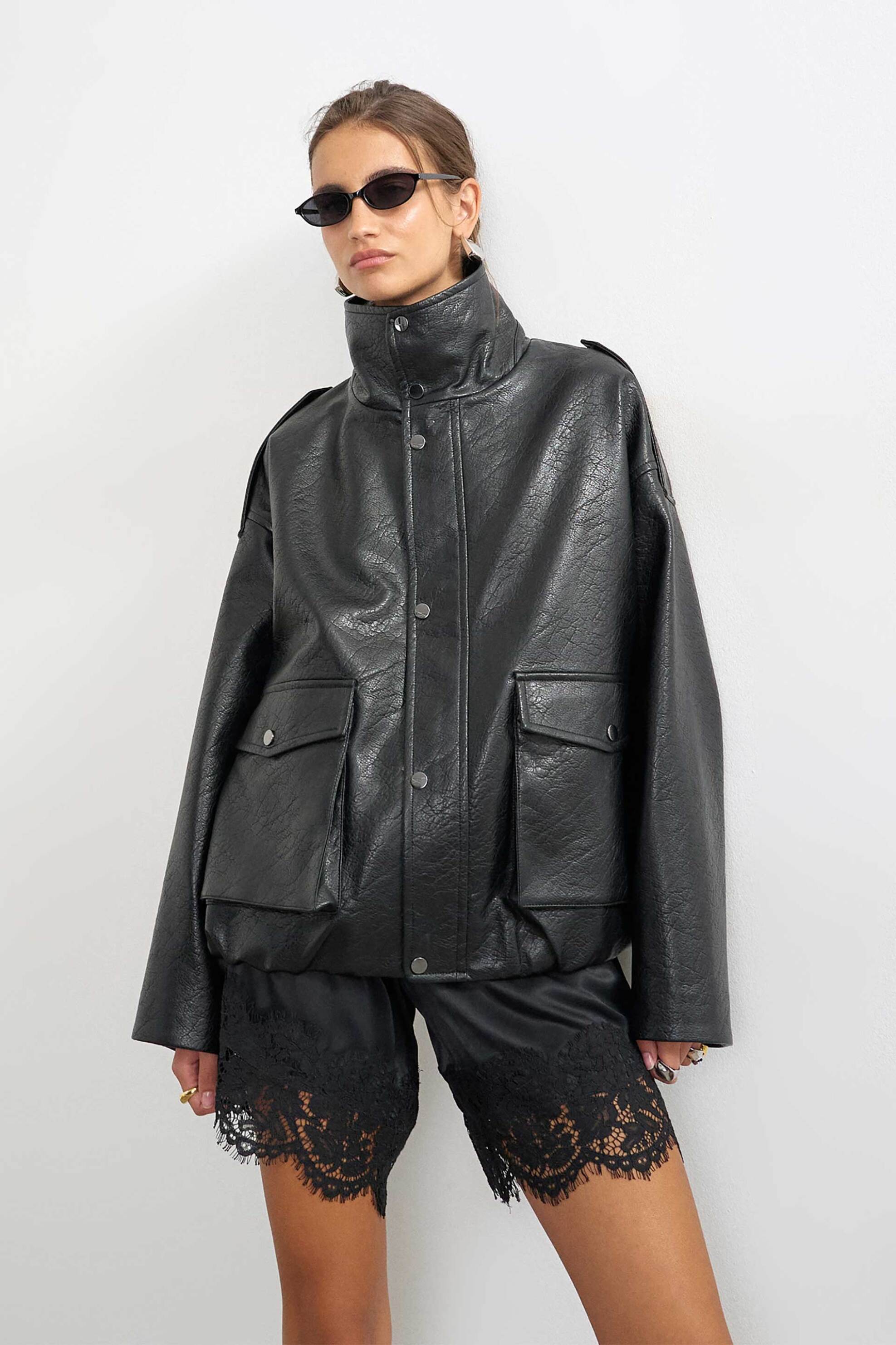 Topshop γυναικείο bomber jacket από faux δέρμα 