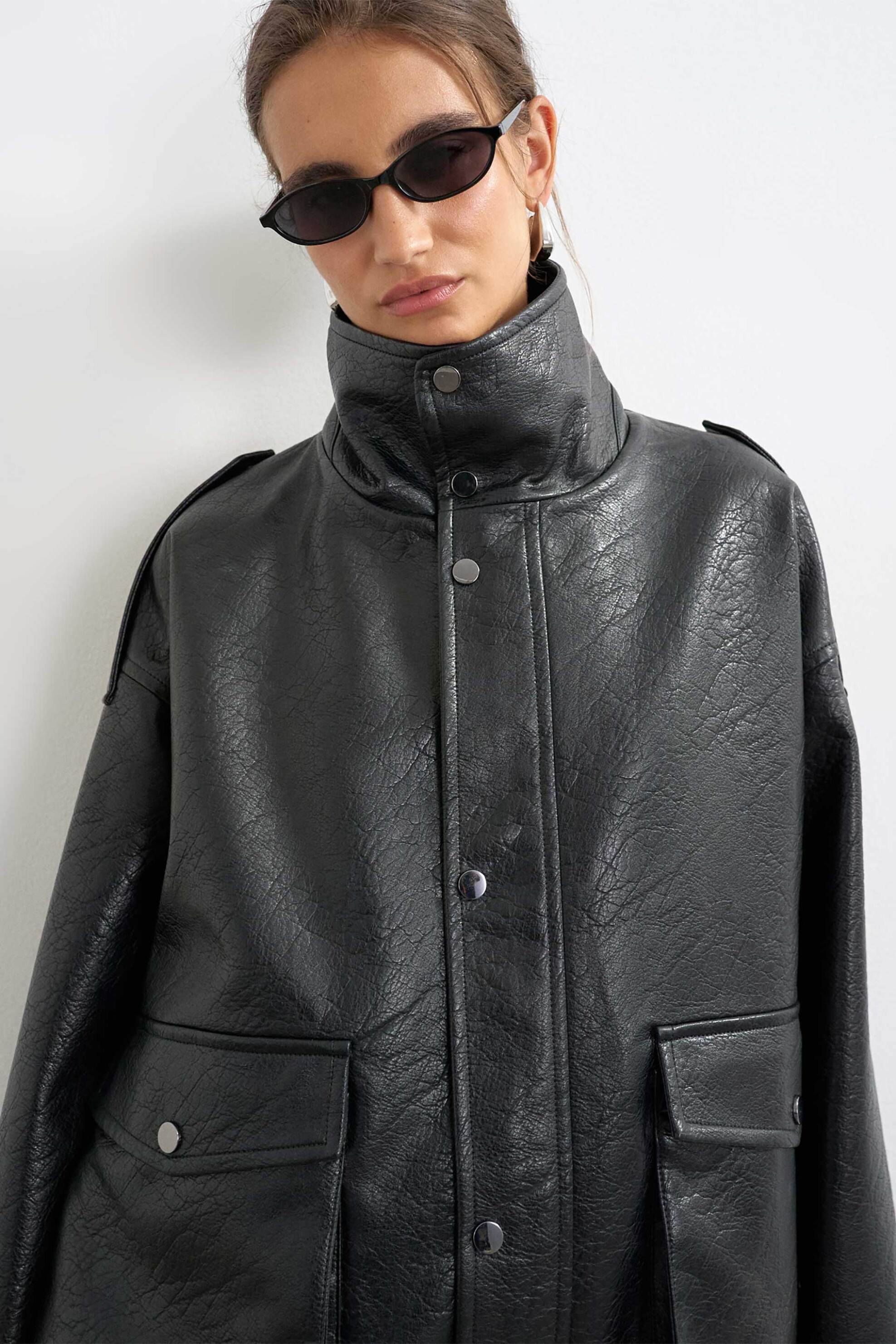 Topshop γυναικείο bomber jacket από faux δέρμα 