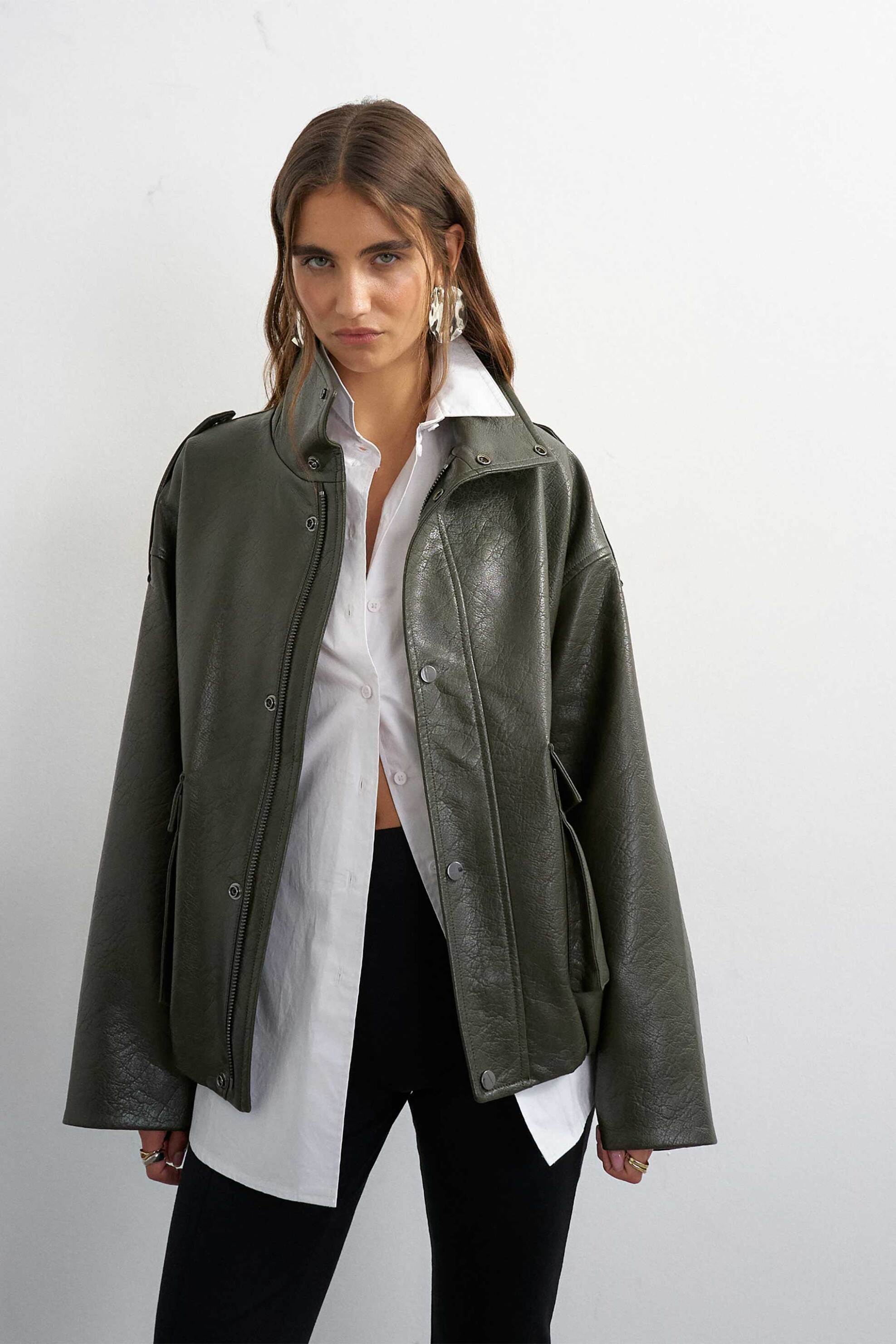 Topshop γυναικείο bomber jacket από faux δέρμα 