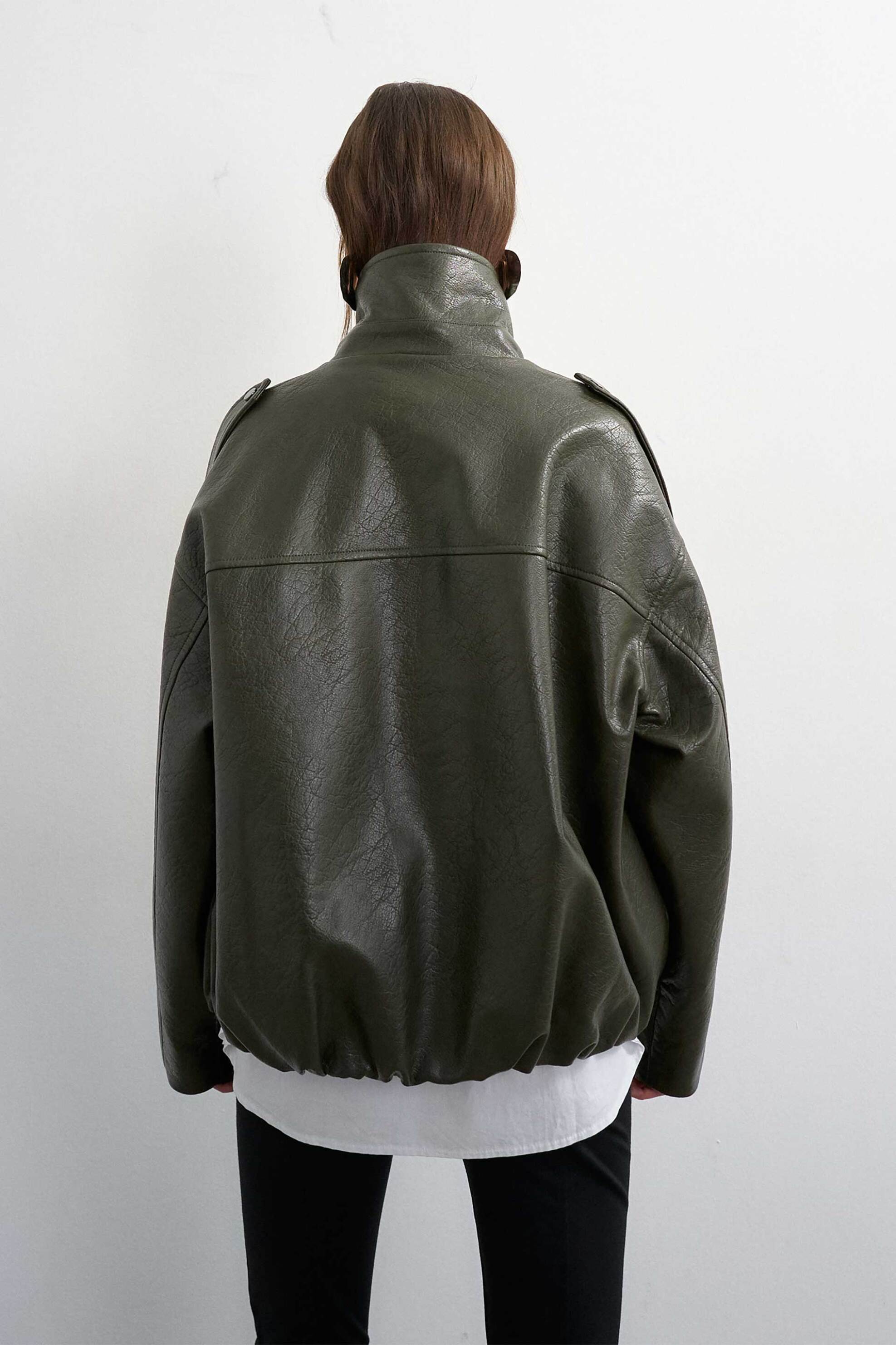 TOPSHOP Topshop γυναικείο bomber jacket από faux δέρμα "Toma" - 31001551 Πράσινο - 3