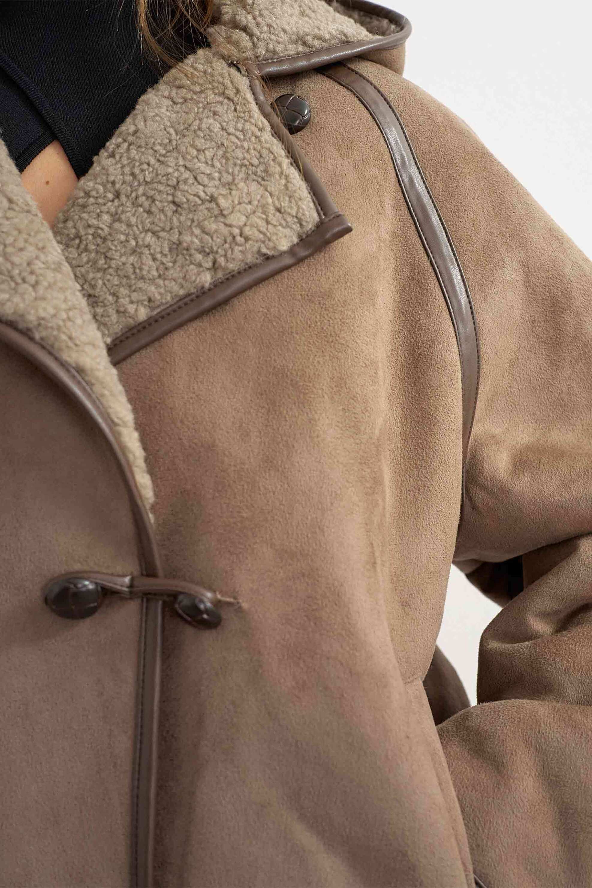 Topshop γυναικείο jacket από faux δέρμα με κουκούλα 