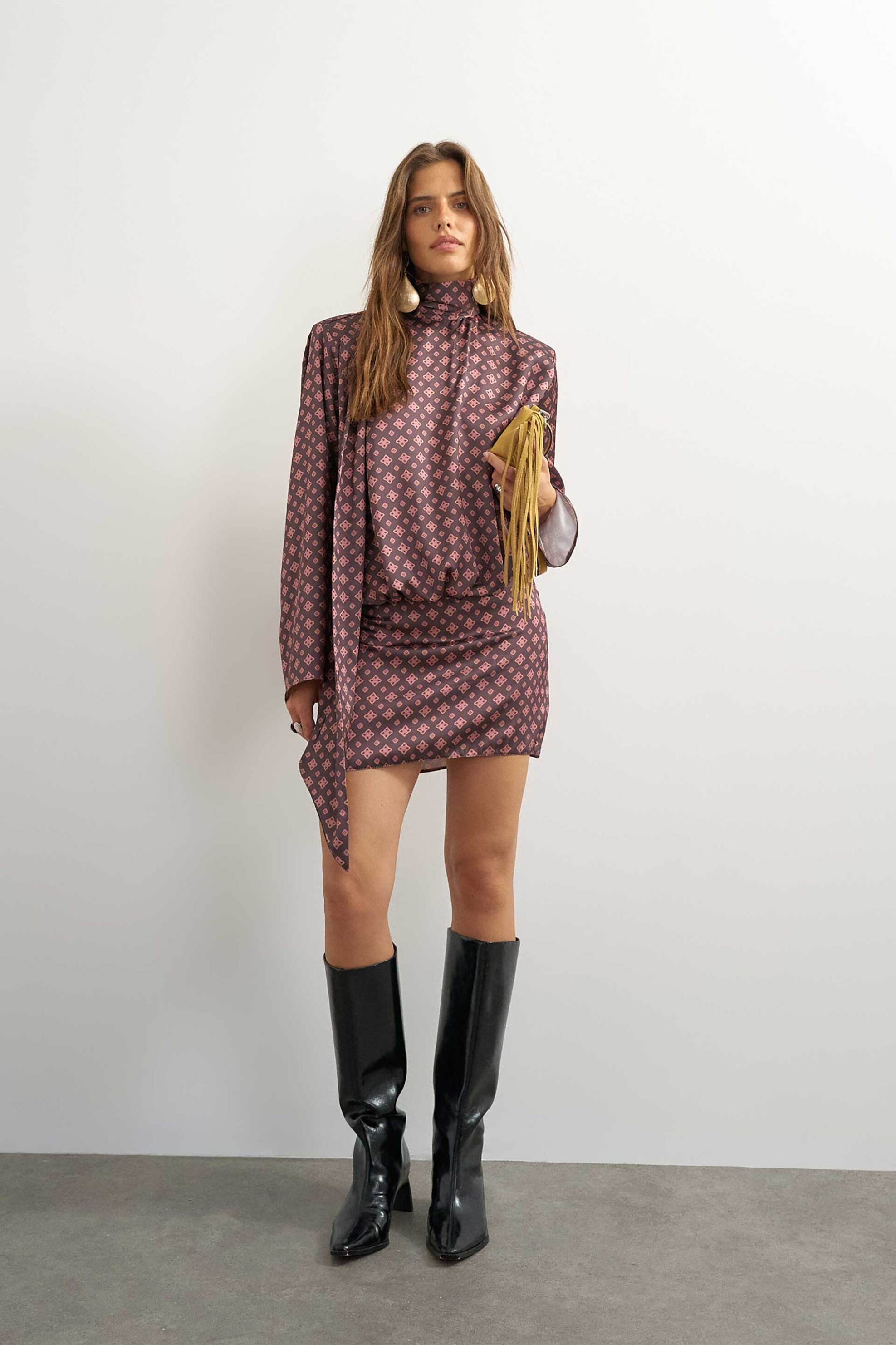 Topshop γυναικείο mini φόρεμα σατέν εμπριμέ 