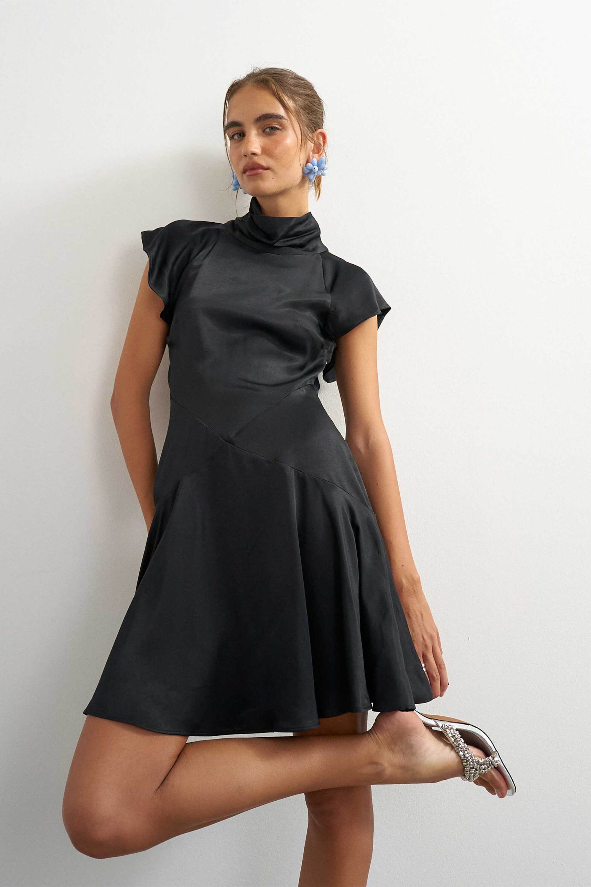TOPSHOP Topshop γυναικείο mini φόρεμα σατέν "Cilly" - 31002213 Μαύρο - 3