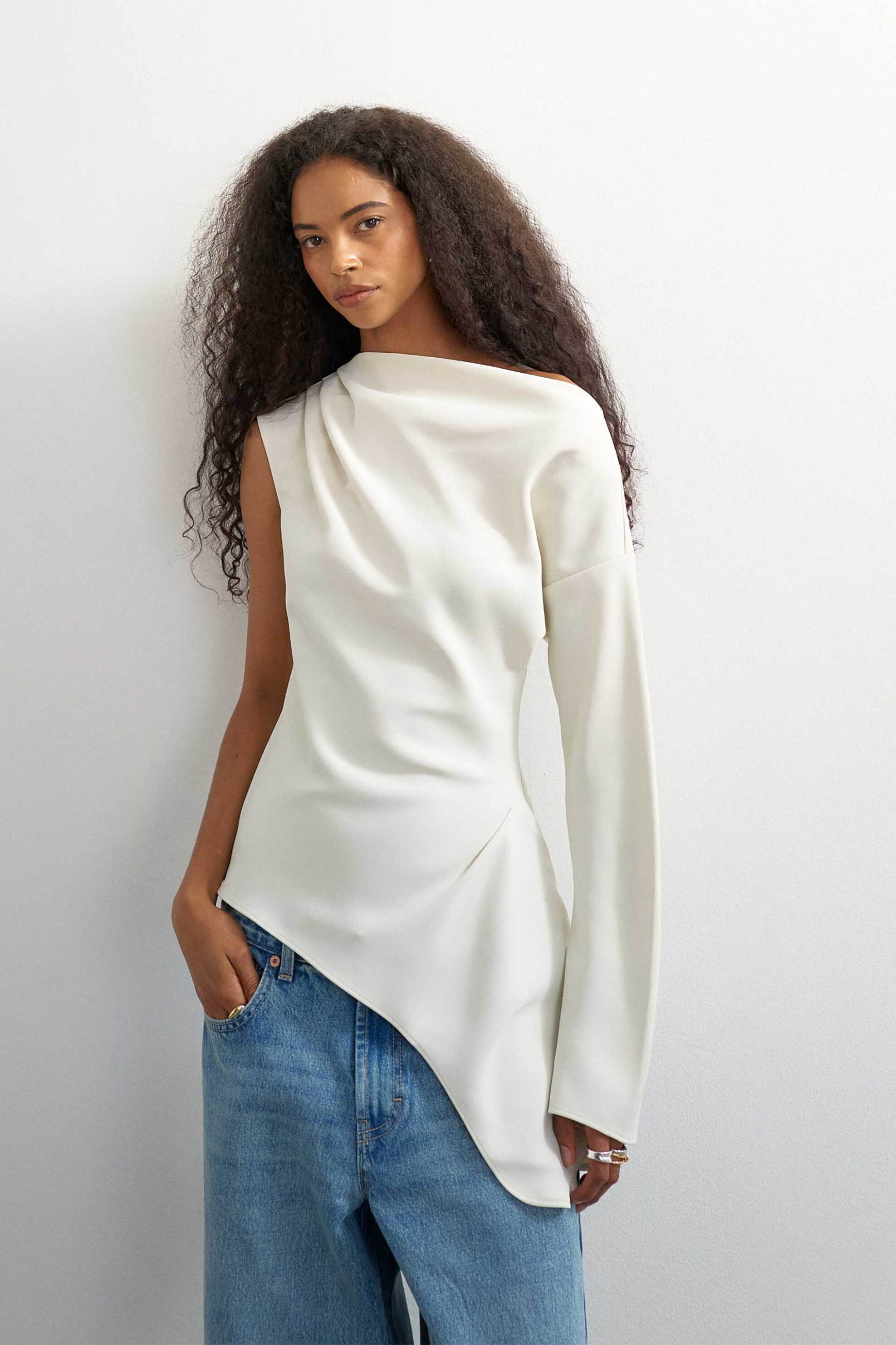 Topshop γυναικεία μπλούζα με ασύμμετρο κάτω μέρος 
