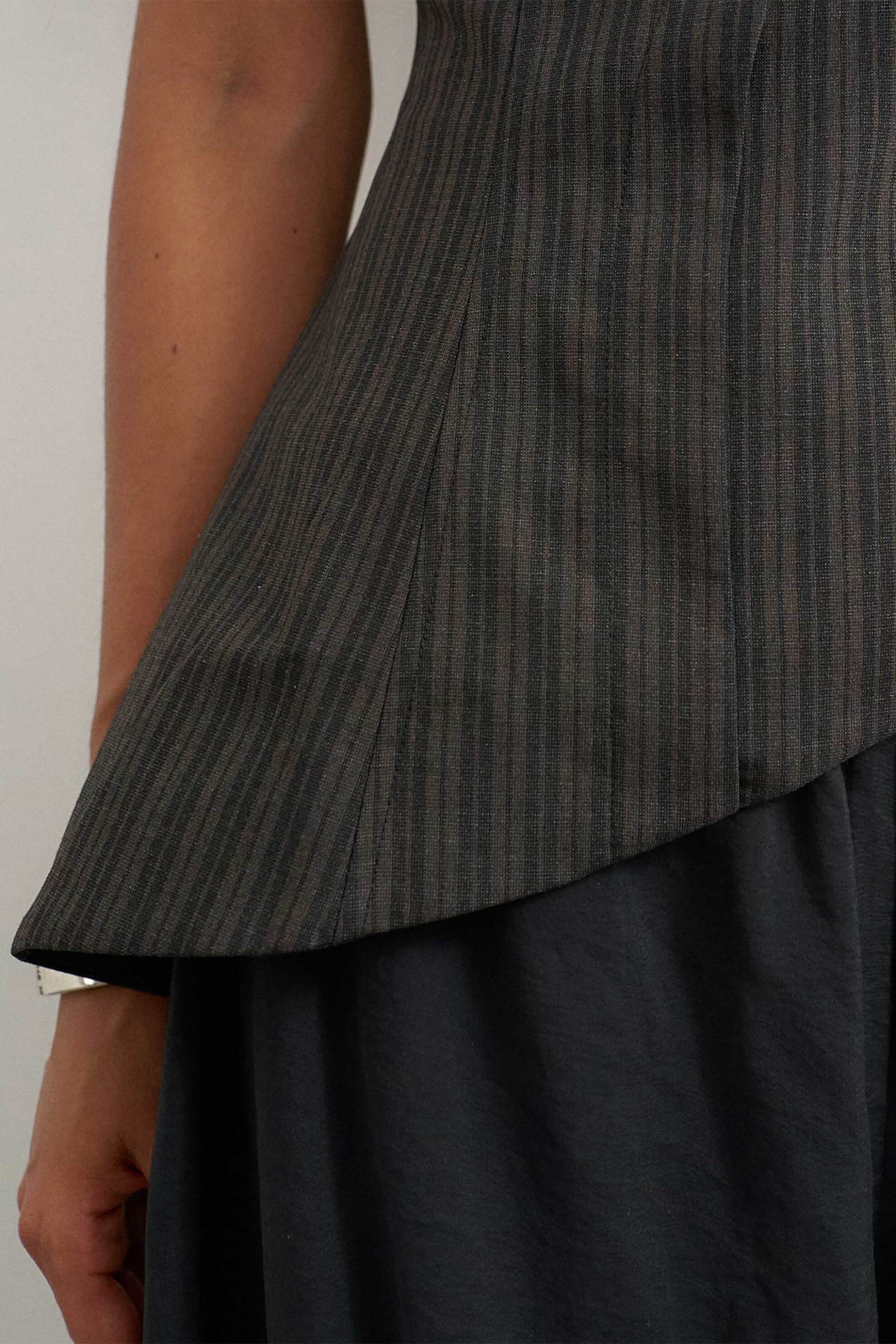 TOPSHOP Topshop γυναικείο τοπ στράπλες ριγέ "Tascha" - 31001377 Καφέ - 4