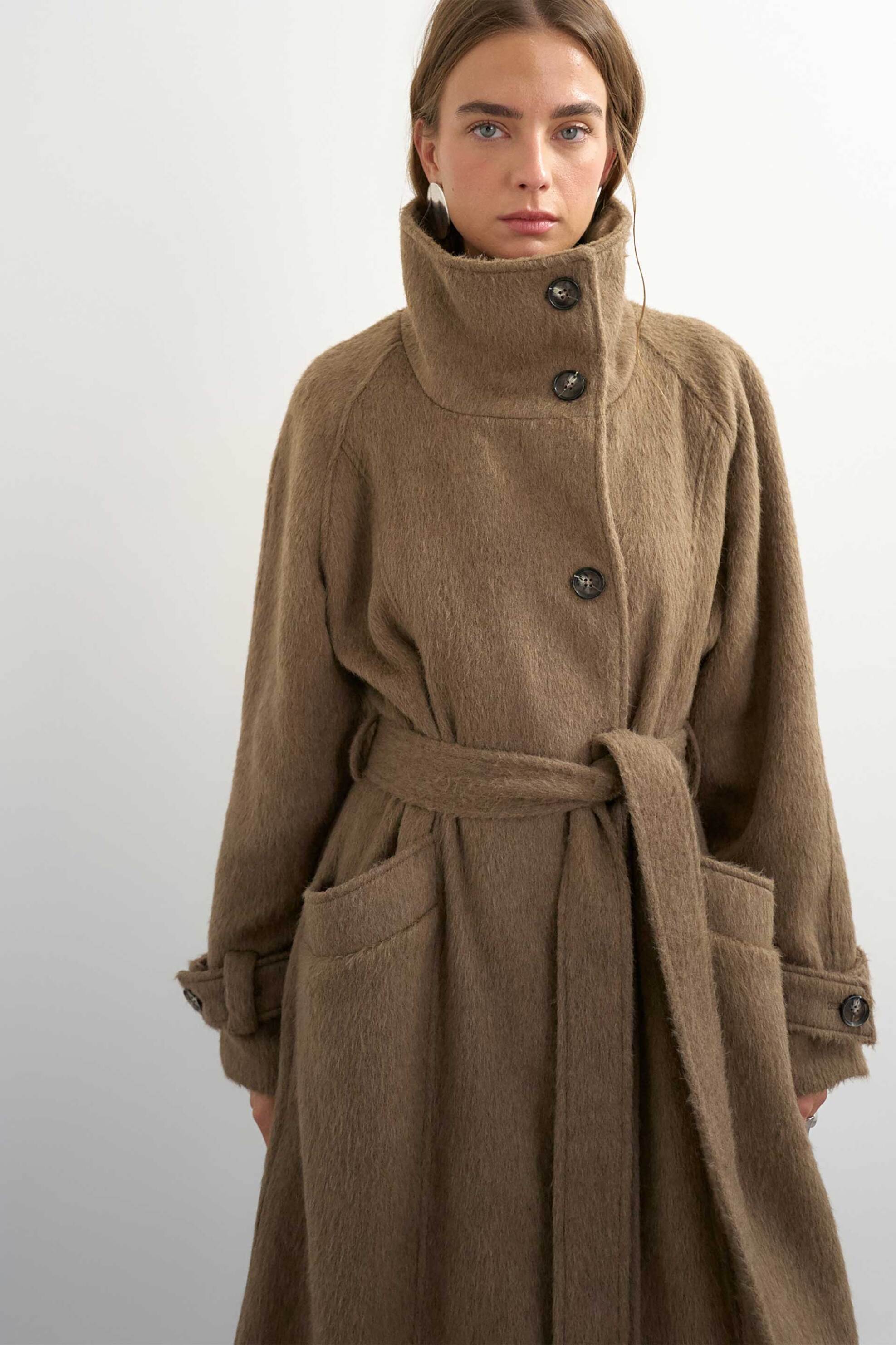 TOPSHOP Topshop γυναικείο παλτό με ζώνη "Talila" - 31001595 Καφέ - 3