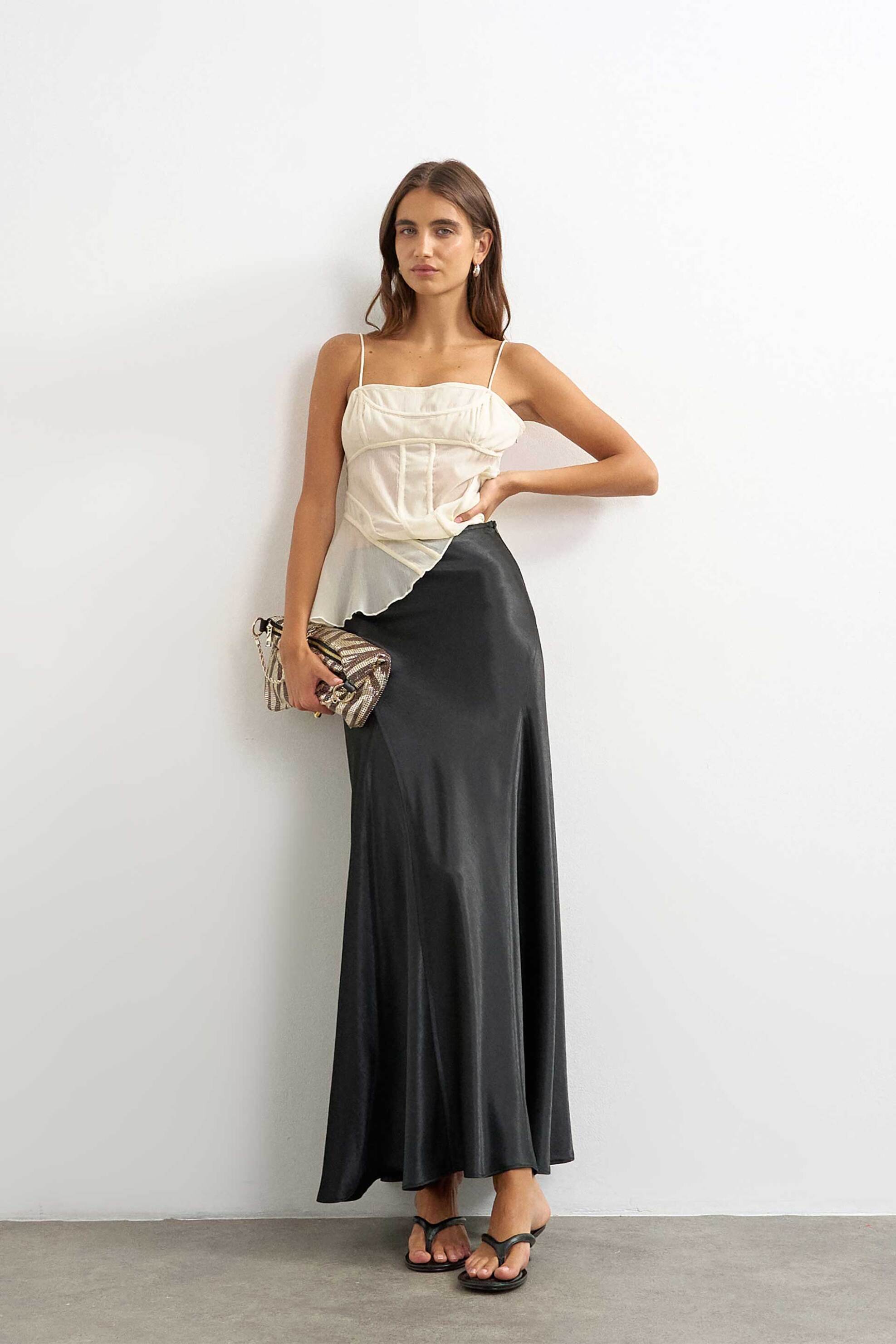 Topshop γυναικεία maxi φούστα σατέν 