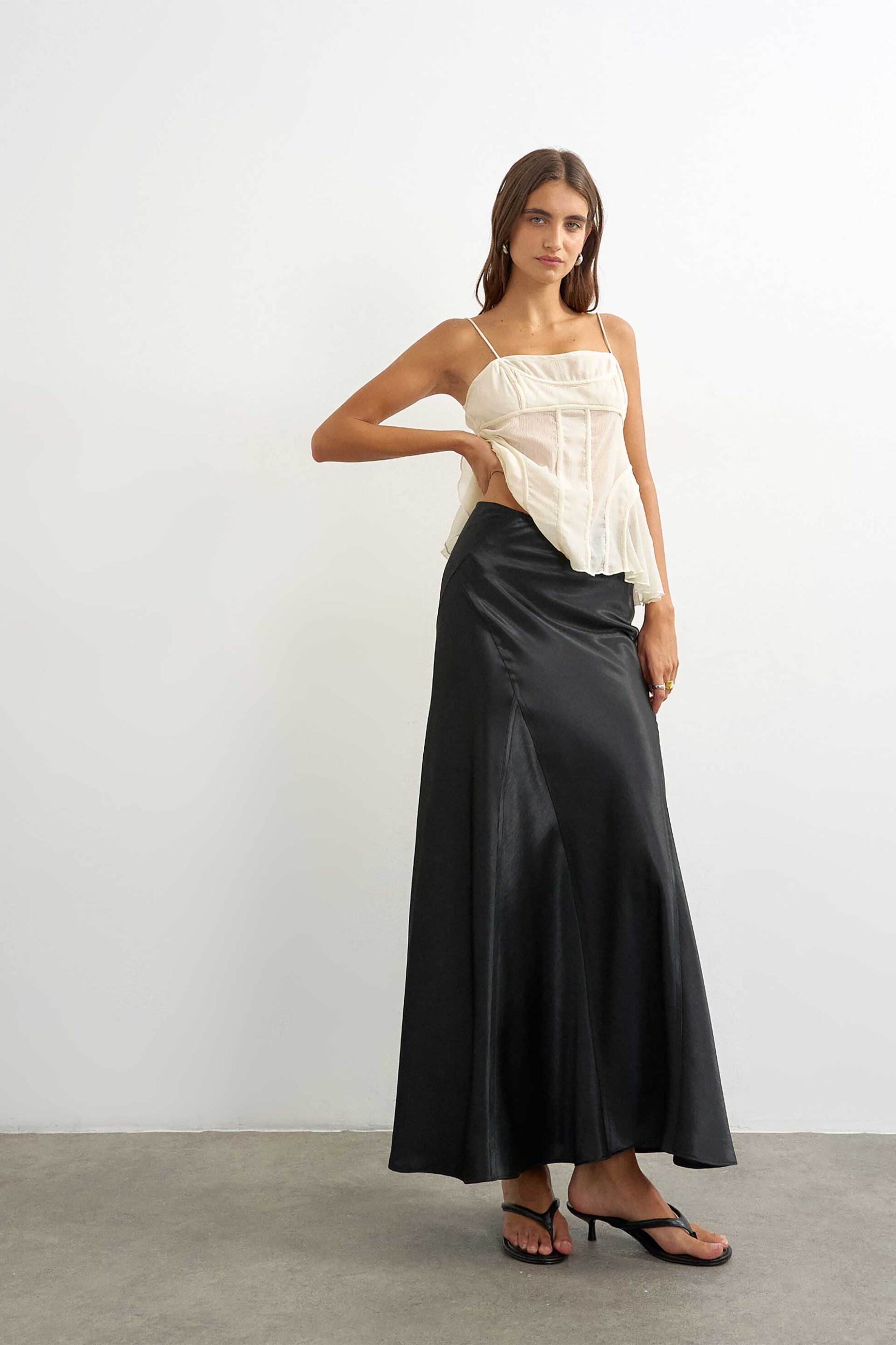 Topshop γυναικεία maxi φούστα σατέν 