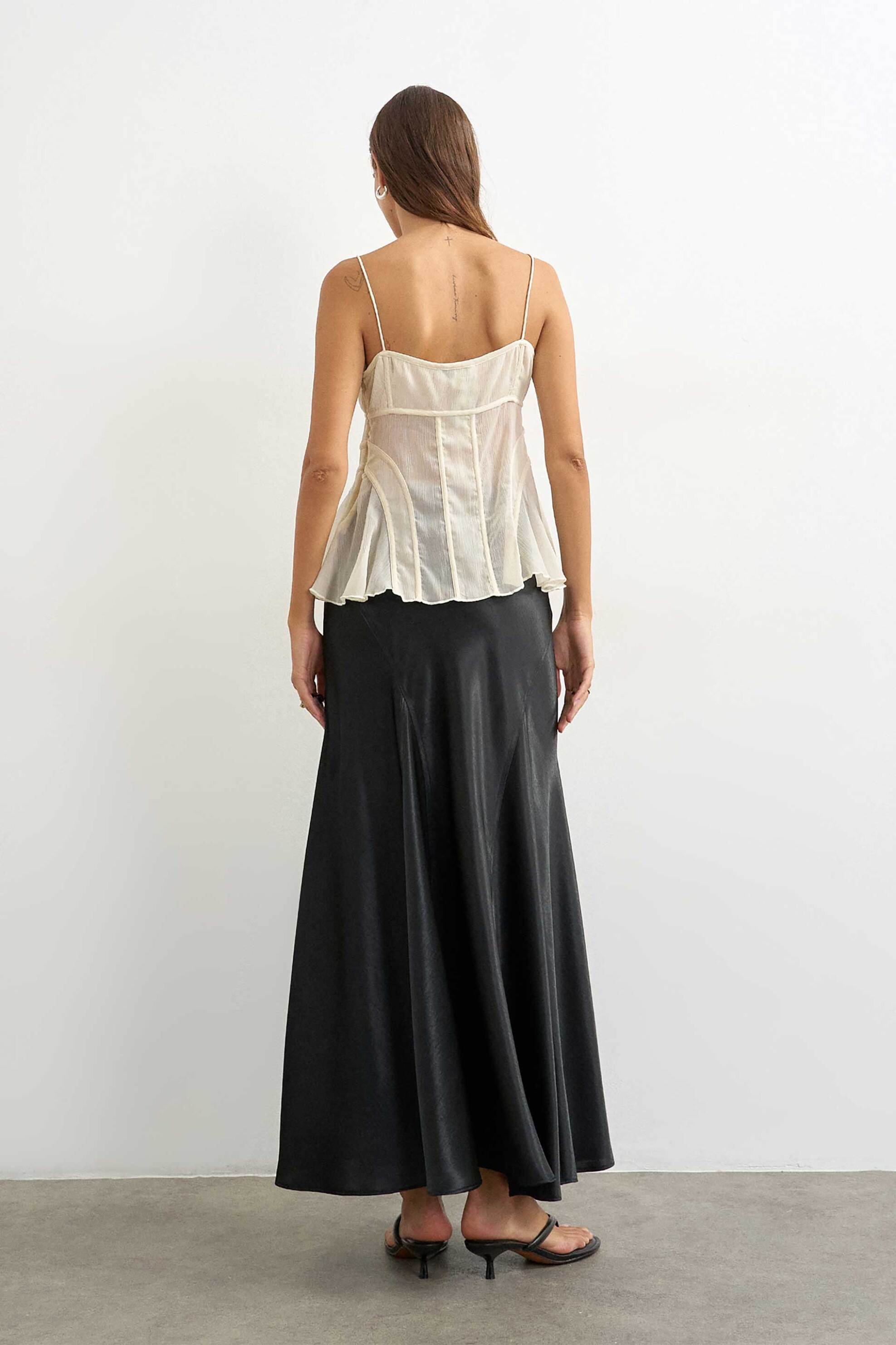TOPSHOP Topshop γυναικεία maxi φούστα σατέν "Jessy" - 31001786 Μαύρο - 4