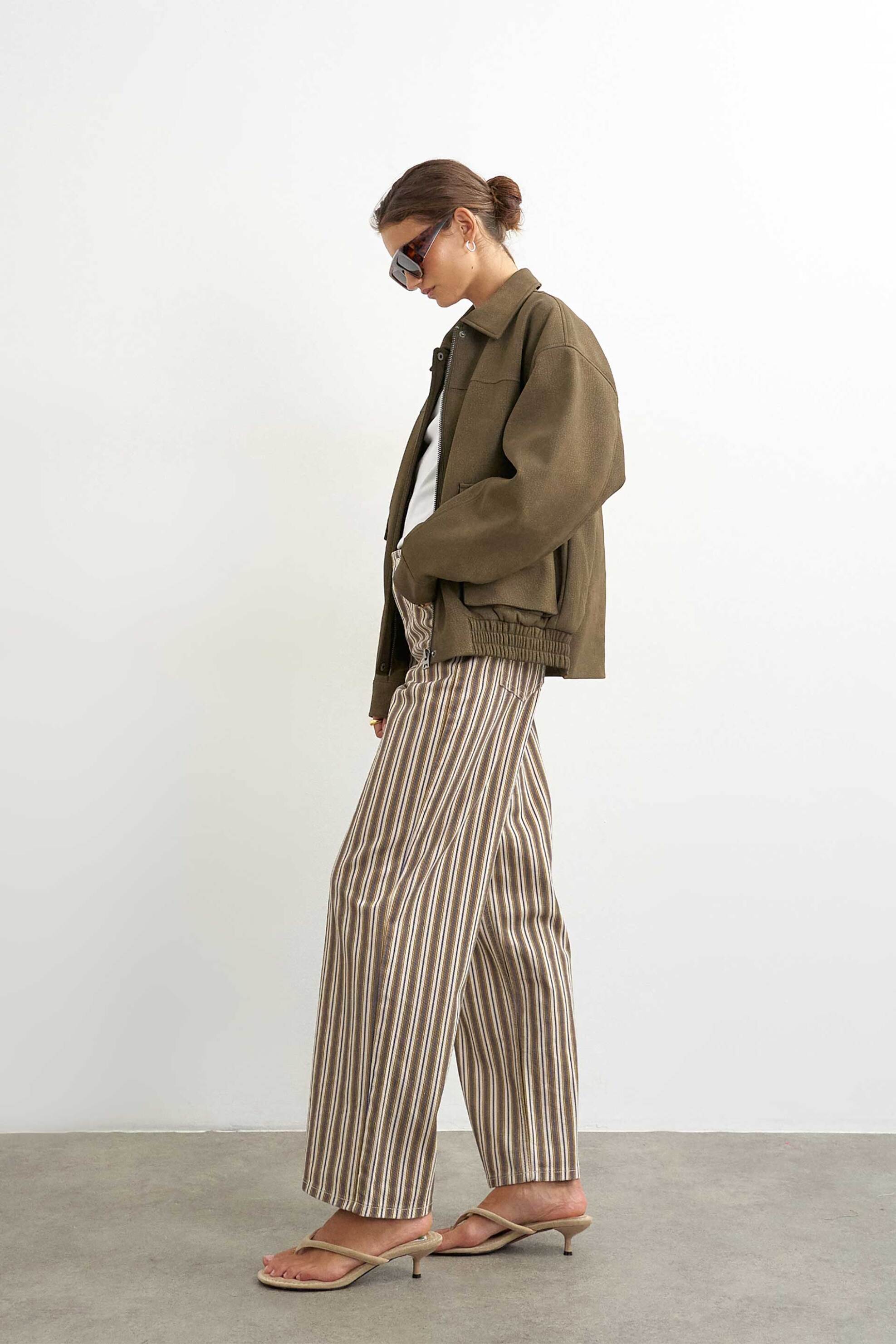 TOPSHOP Topshop γυναικείο bomber jacket από faux δέρμα "Tilde" - 31001470 Καφέ - 3