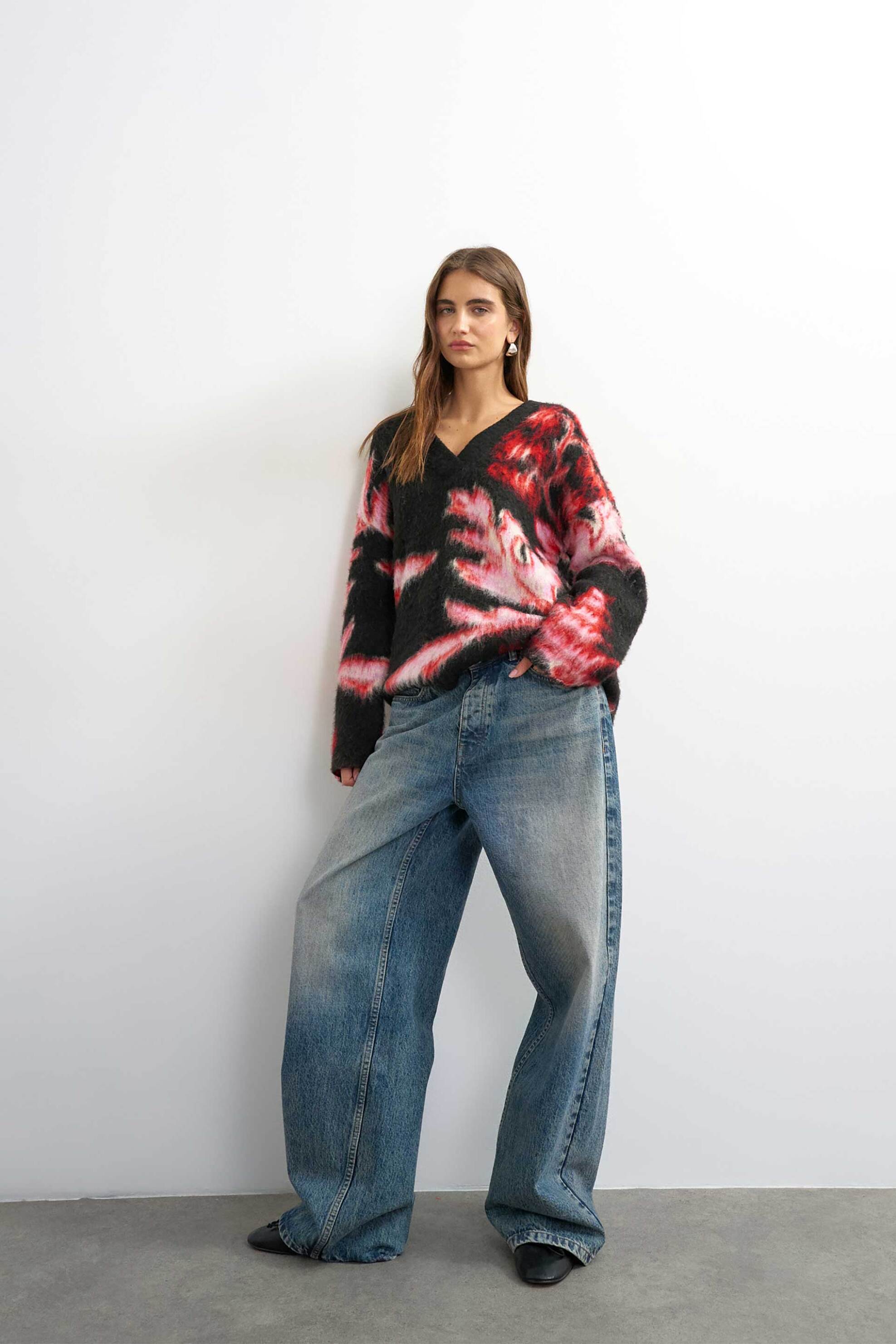 TOPSHOP Topshop γυναικείο πουλόβερ με floral σχέδιο "Dija" - 31002047 Μαύρο - 3