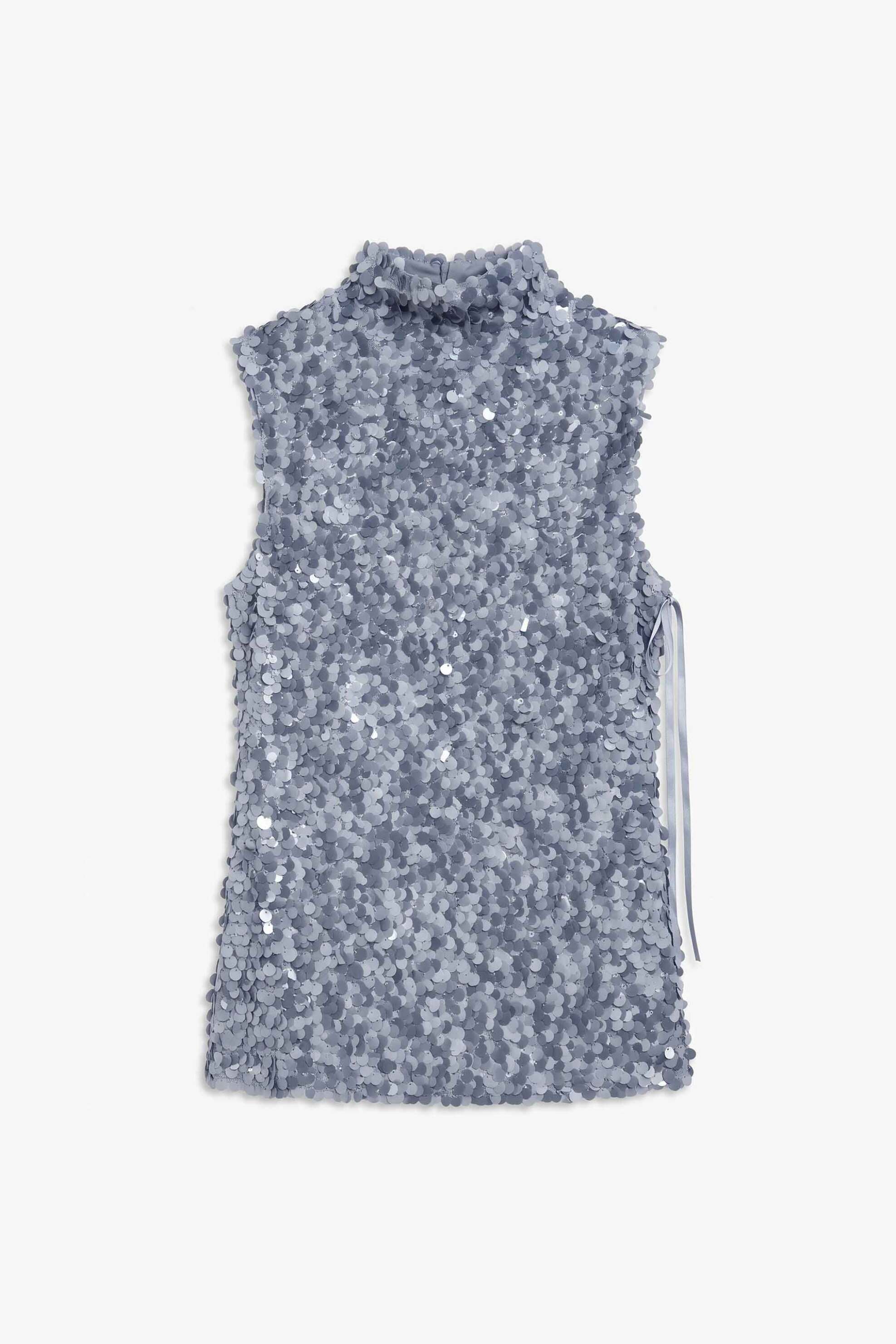 TOPSHOP Topshop γυναικείο τοπ με παγιέτα "Carla" - 31002098 Ασημί - 4