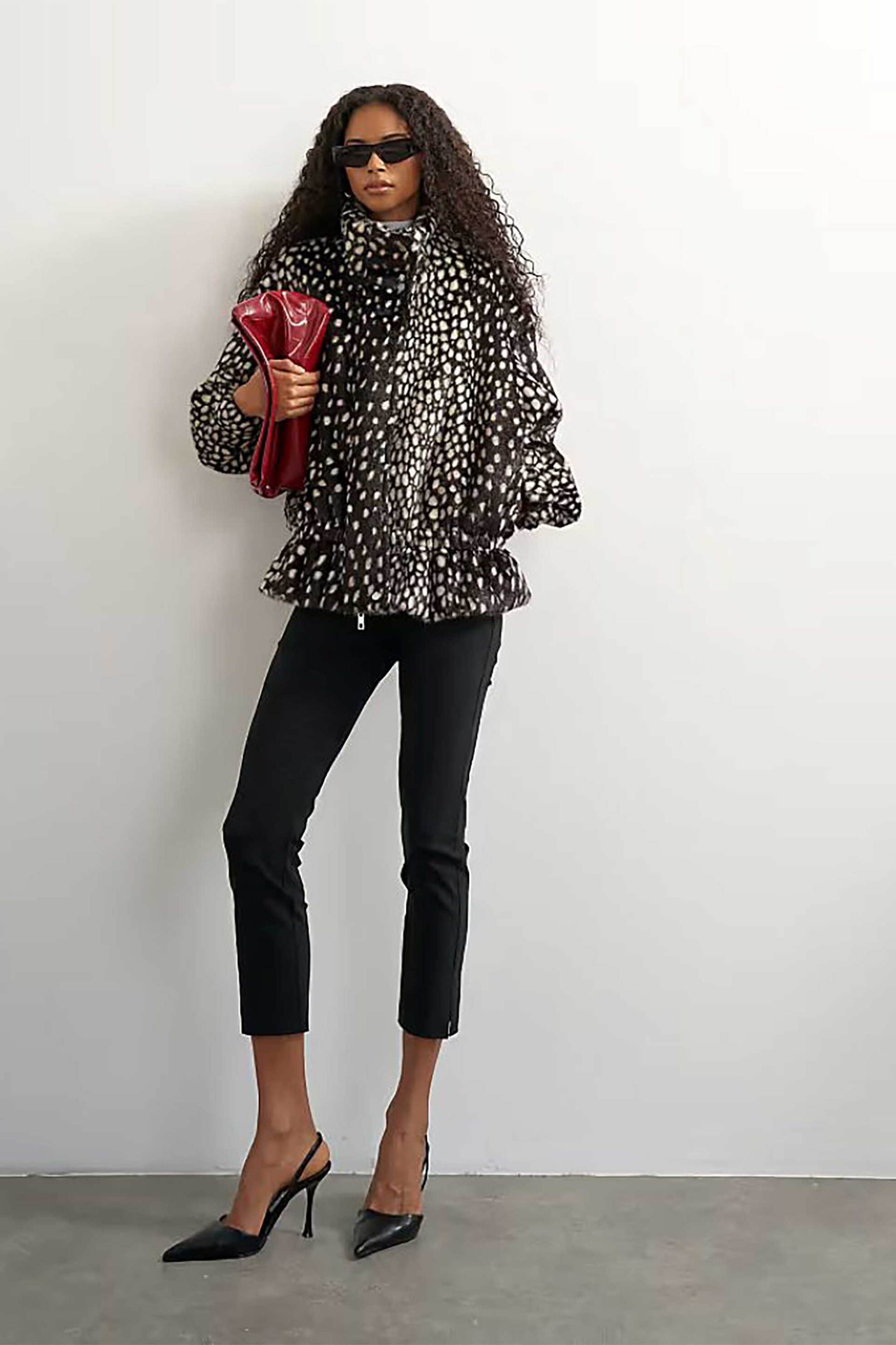 TOPSHOP Topshop γυναικείο faux fur jacket με print "Gail" - 31002120 Καφέ - 3