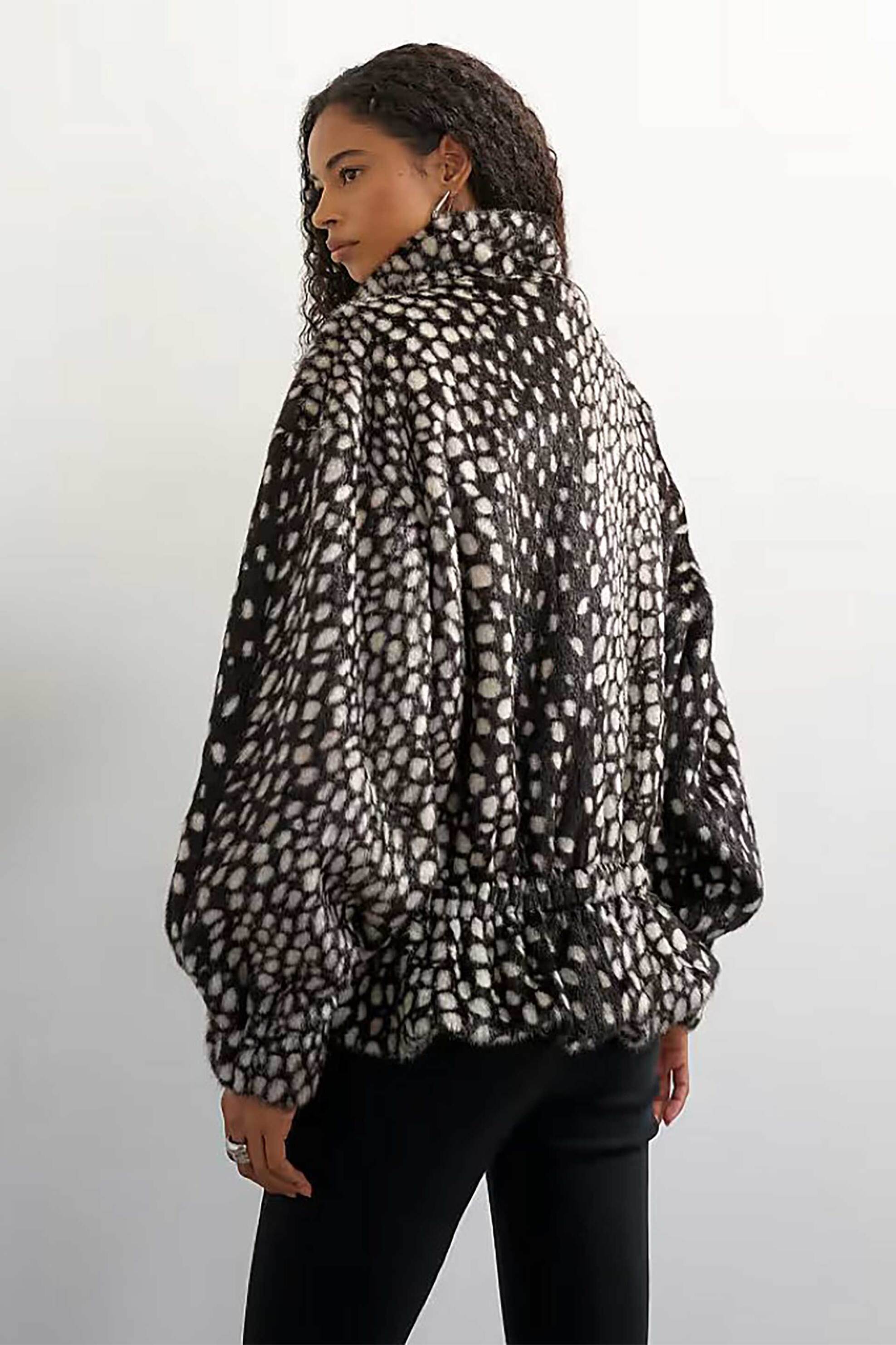 TOPSHOP Topshop γυναικείο faux fur jacket με print "Gail" - 31002120 Καφέ - 4