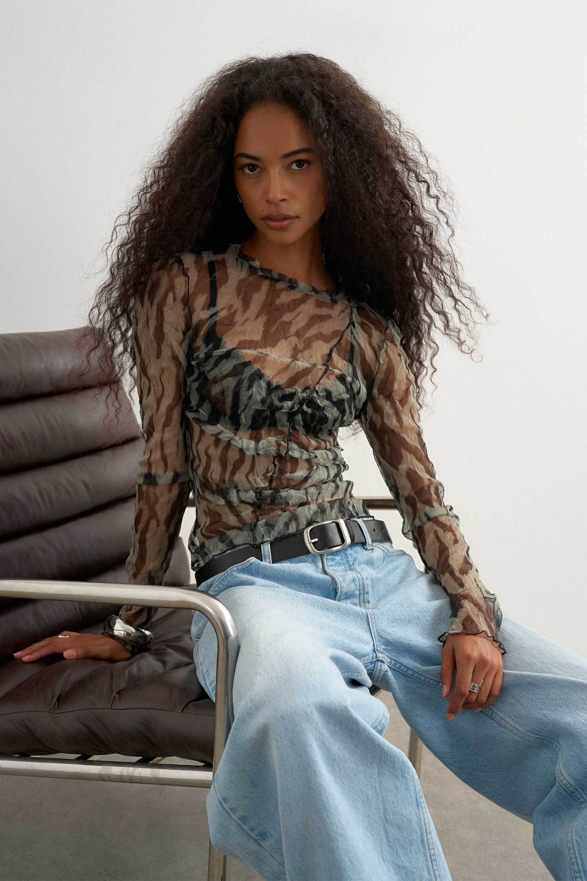 Topshop γυναικείο τοπ ημιδιάφανο 