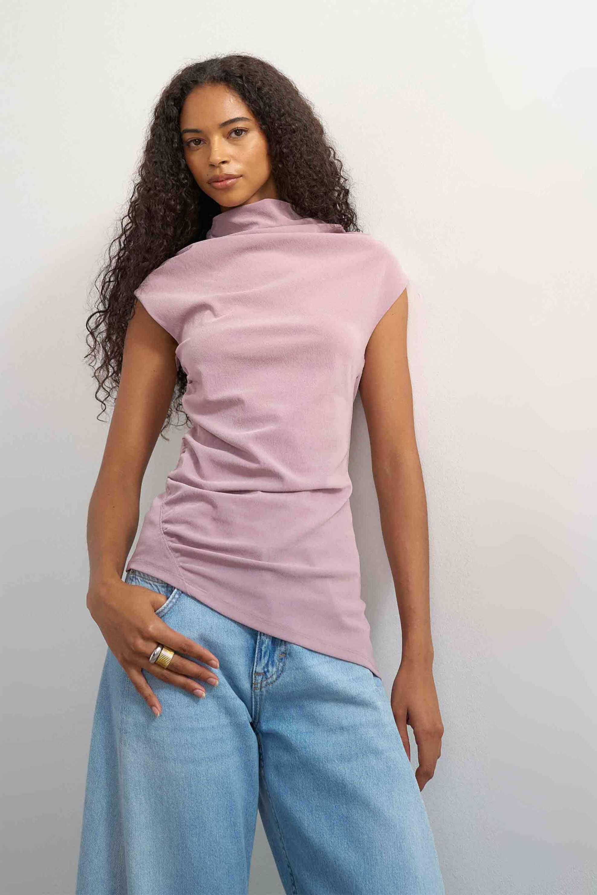 Topshop γυναικεία μπλούζα με ασύμμετρο κάτω μέρος 