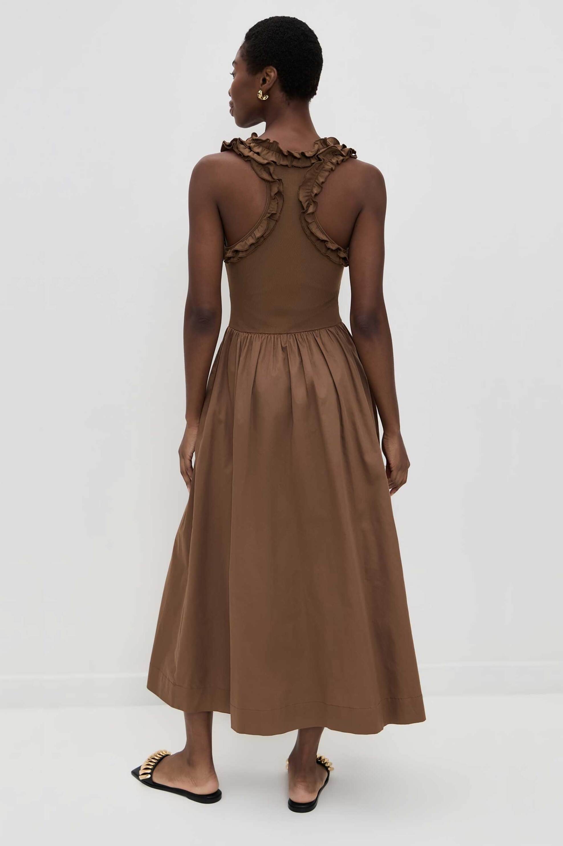 Roame γυναικείο maxi φόρεμα με βολάν "Paloma" - R26D263B Καφέ φωτογραφία