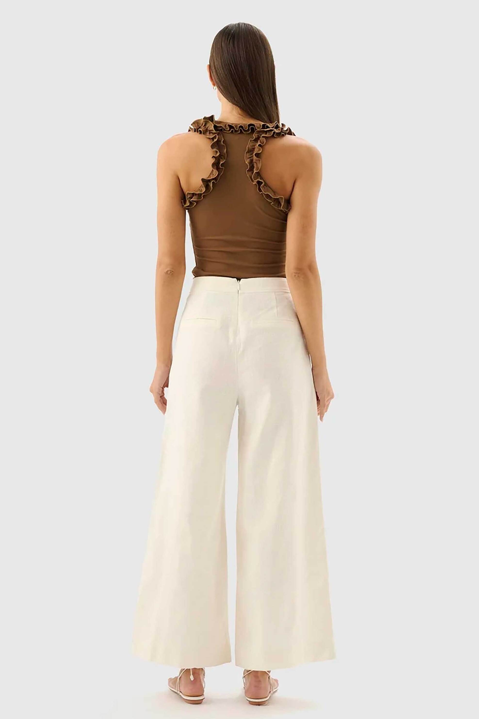 Roame γυναικείο αμάνικο τοπ με βολάν "Paloma" - R26T111A Καφέ φωτογραφία