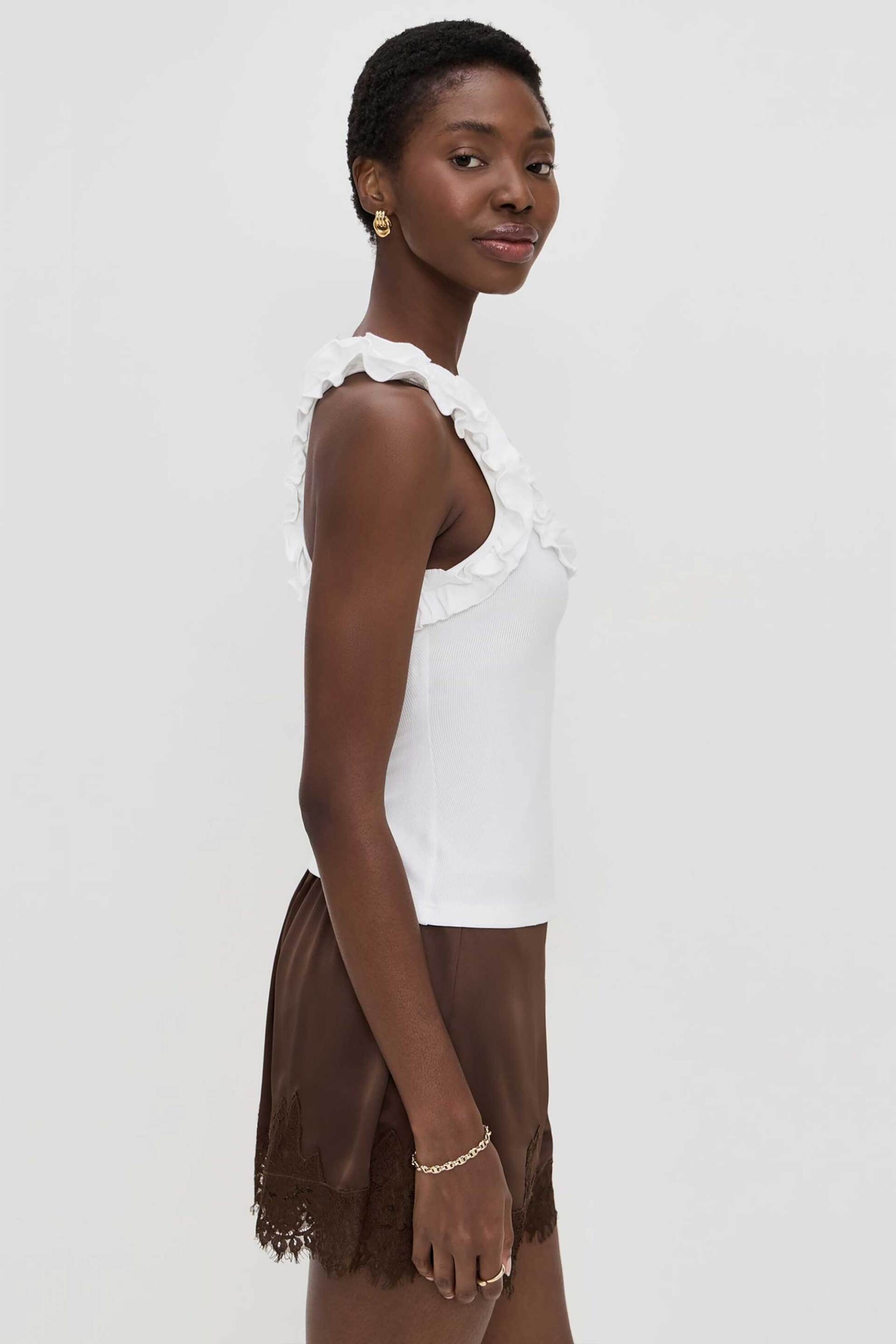 Roame γυναικείο αμάνικο τοπ με βολάν "Paloma" - R26T111C Λευκό φωτογραφία