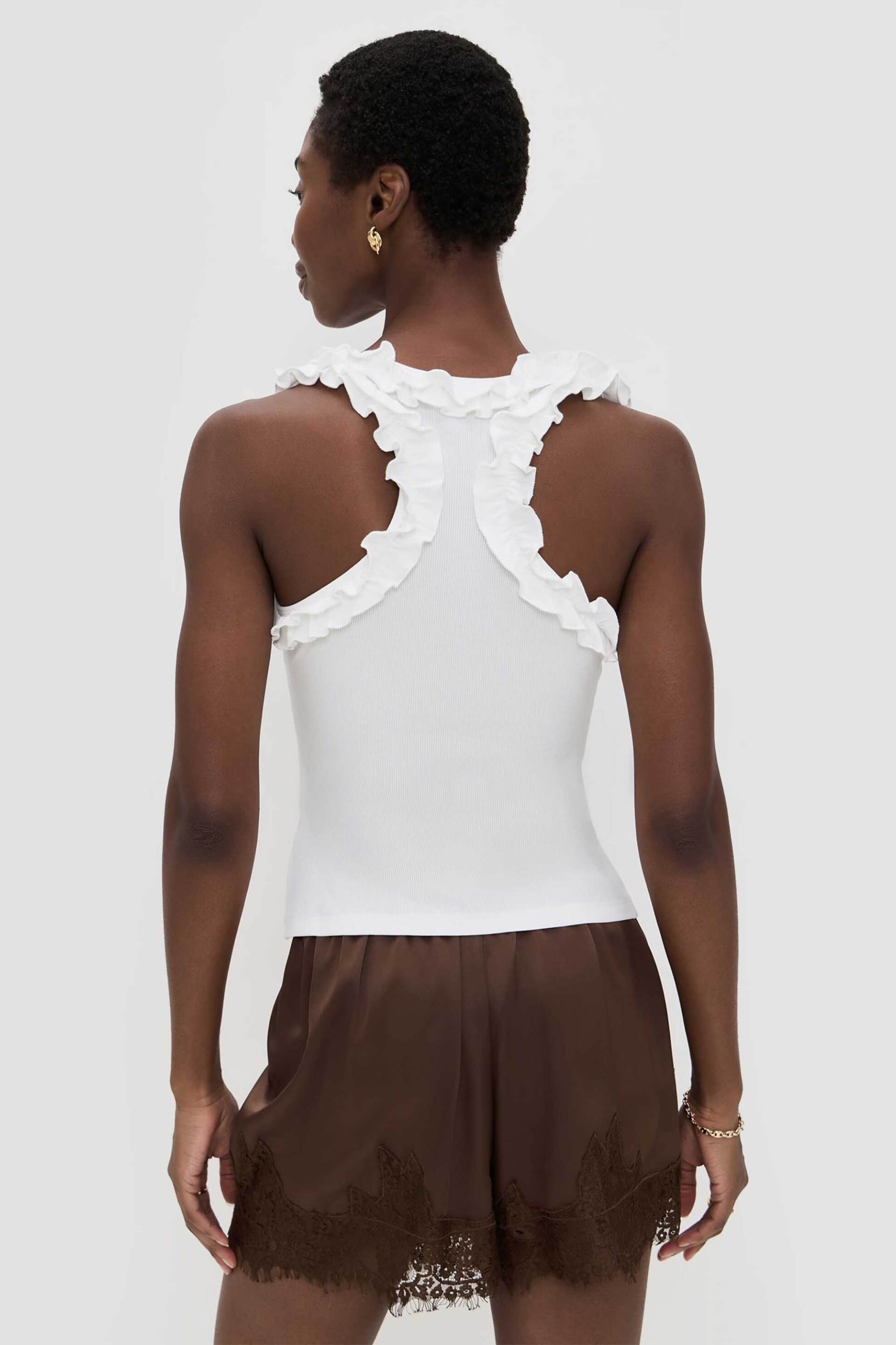 Roame γυναικείο αμάνικο τοπ με βολάν "Paloma" - R26T111C Λευκό φωτογραφία