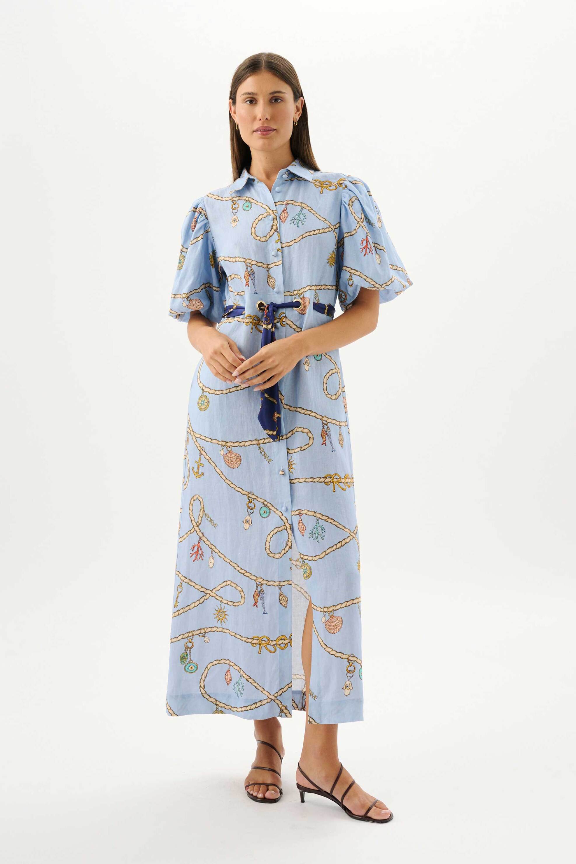 Roame γυναικείο midi φόρεμα σεμιζιέ "Berkeley" - R26D158 Γαλάζιο