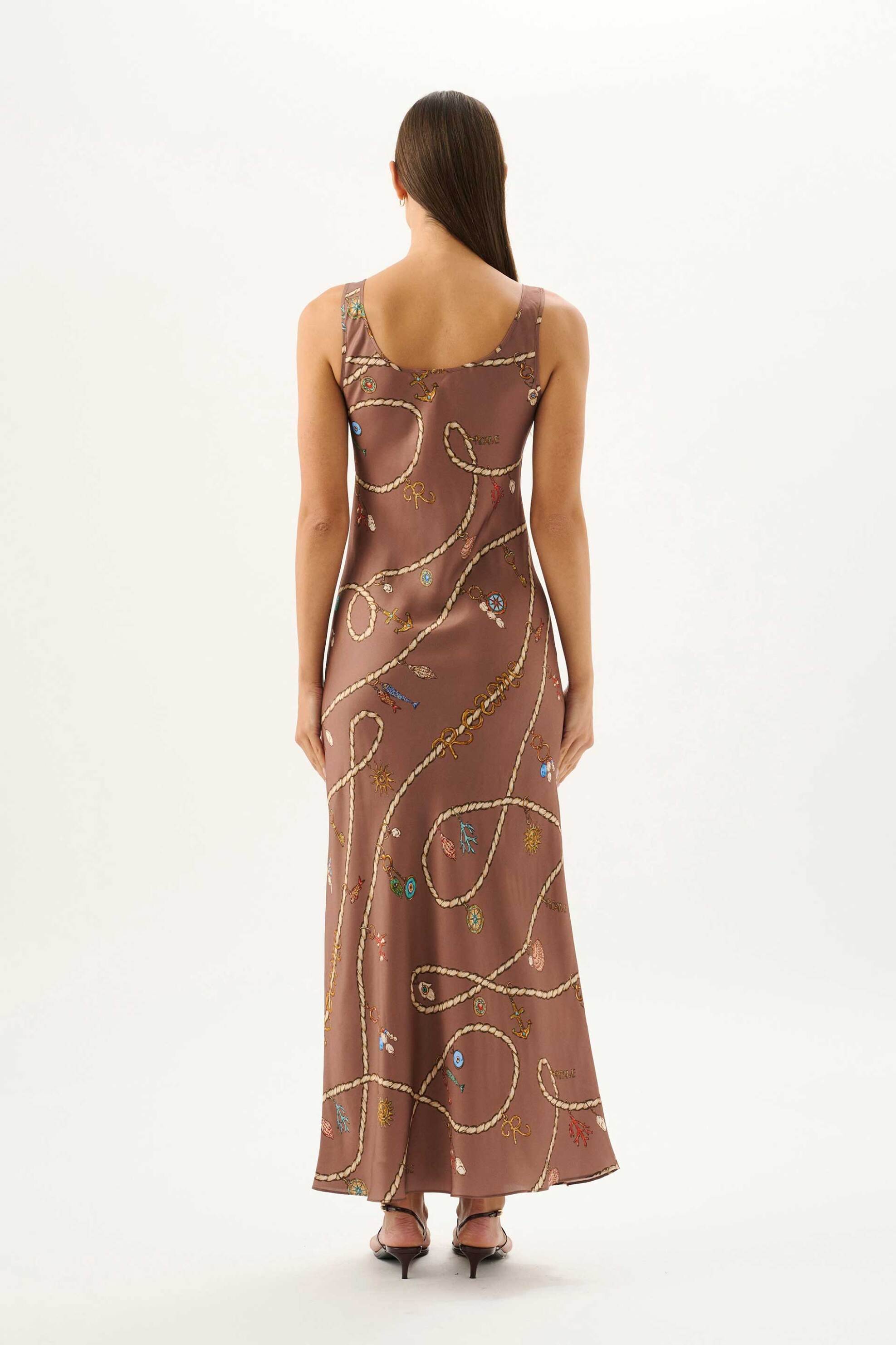 Roame γυναικείο maxi φόρεμα αμάνικο "Jimena" - R26D268 Καφέ φωτογραφία