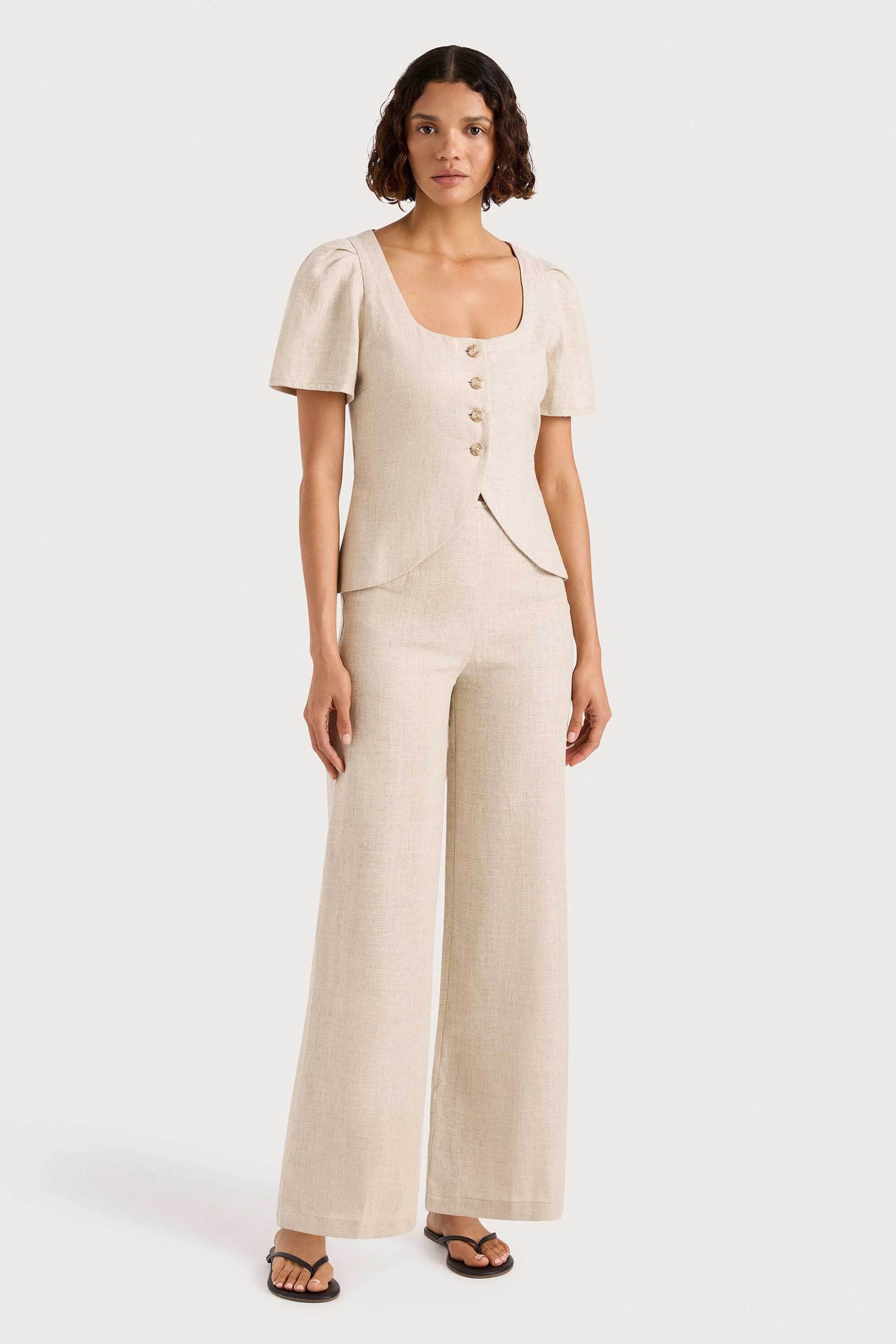 Faithful The Brand γυναικείο λινό παντελόνι "Jean Natural" - FFC12-NTL Μπεζ