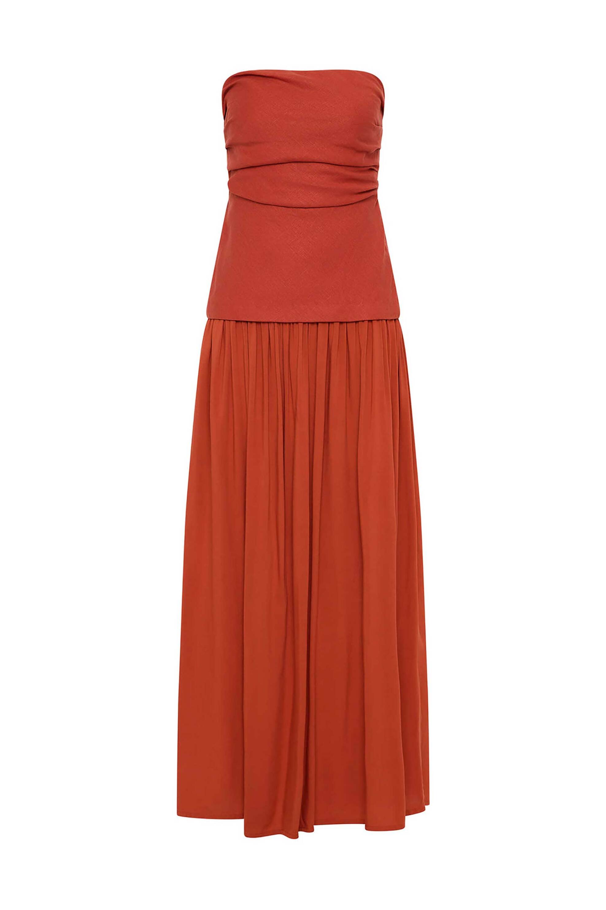 Faithful The Brand γυναικείο maxi φόρεμα στράπλες - FF3953-DTO Κόκκινο φωτογραφία