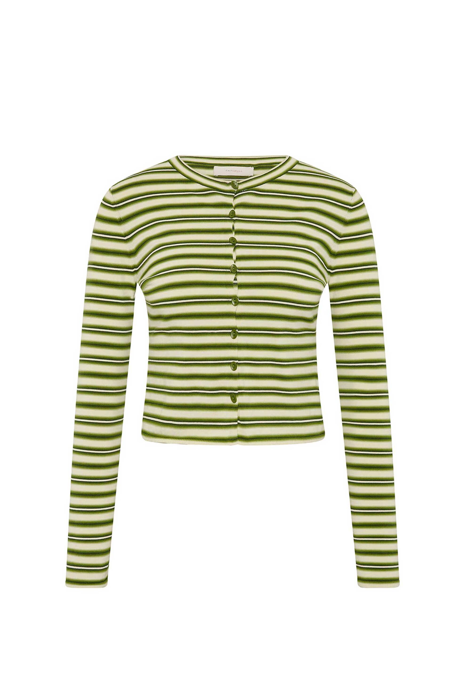 Faithful The Brand γυναικεία ζακέτα με ριγέ σχέδιο - FFK397-OMJ Πράσινο φωτογραφία