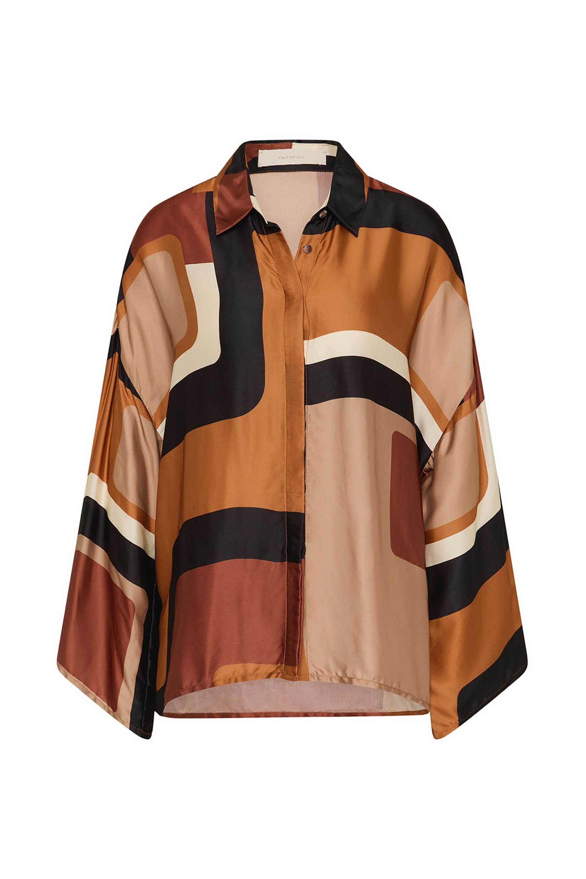 Faithful The Brand γυναικείο πουκάμισο με γεωμετρικό σχέδιο Oversized Fit - FF4608-JLC Ταμπά φωτογραφία