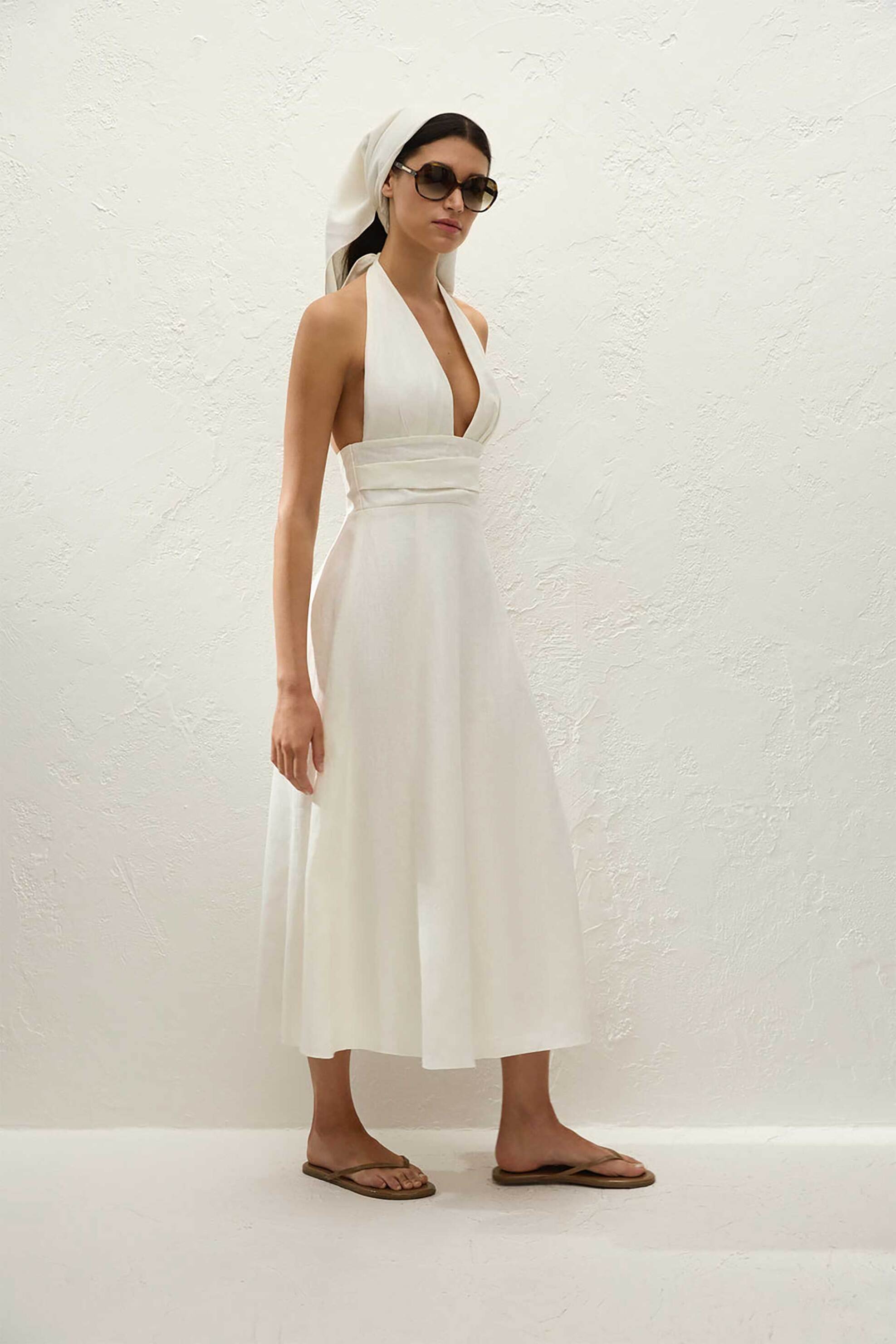 FAITHFULL THE BRAND Faithful The Brand γυναικείο φόρεμα midi "Bianca" - FF4693-L-WHT Λευκό - 3